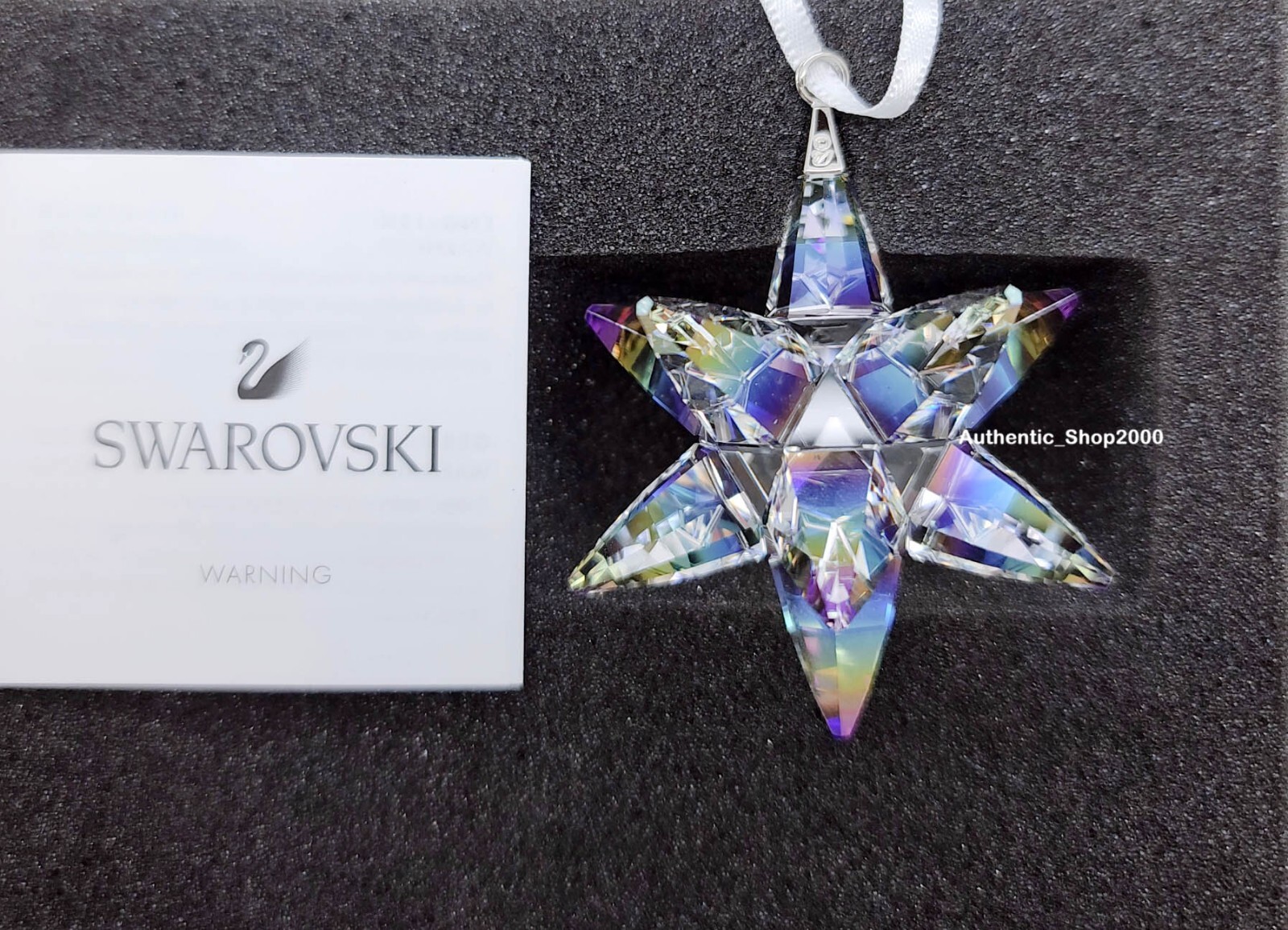 New 100% Auth SWAROVSKI Crystal Aurora Borealis Shimmer M Star Ornament 5545450