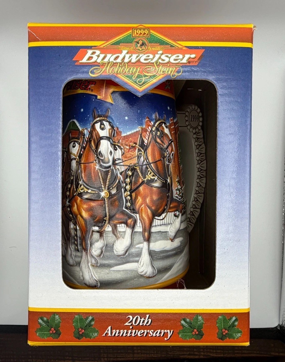 1999 Budweiser Holiday Stein 20th Anniversary 