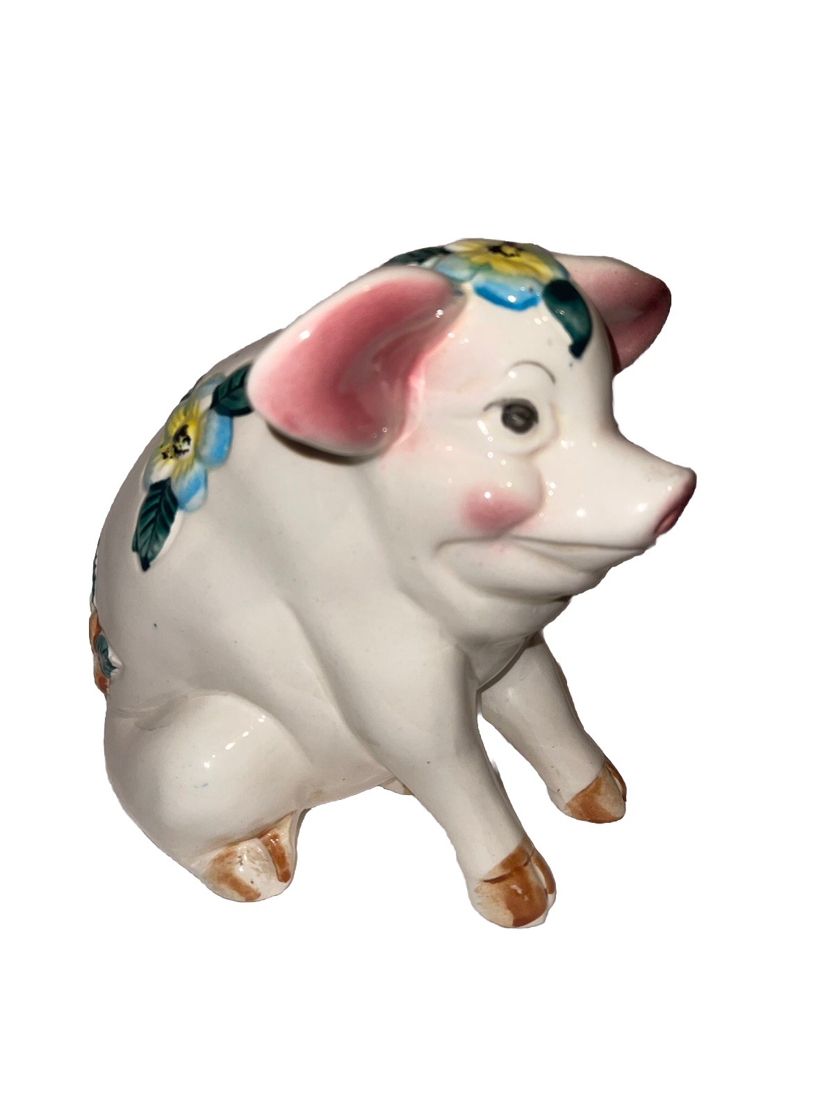 Nice Large RARE Vintage Large Hand Painted Pig Piggy Bank Figurine Ceramic MCM 