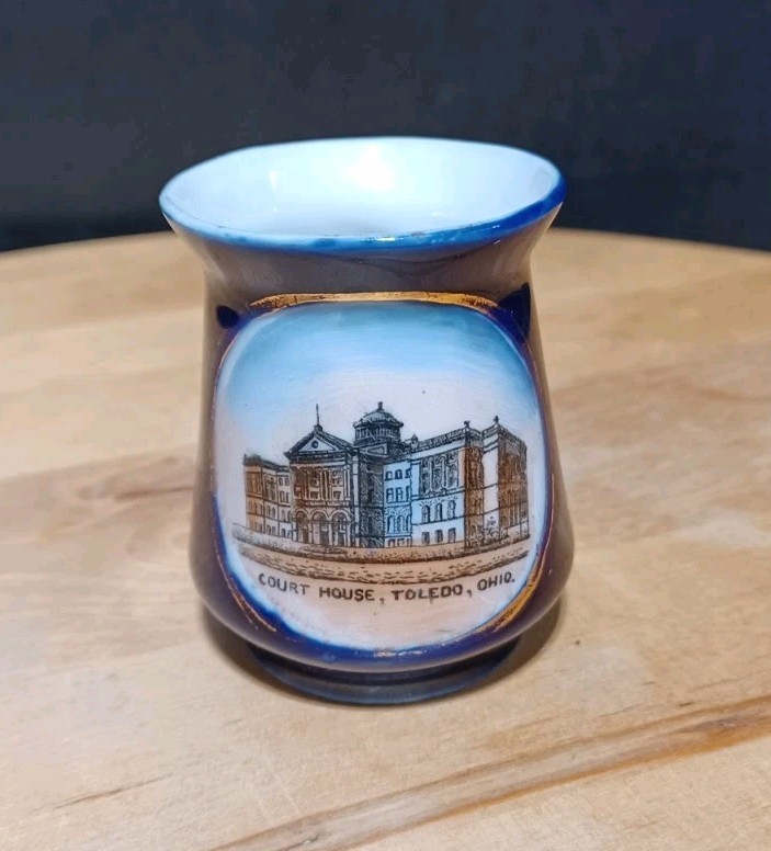 Early 1900's Court House Toledo Ohio Souvenir Germany Toothpick Holder