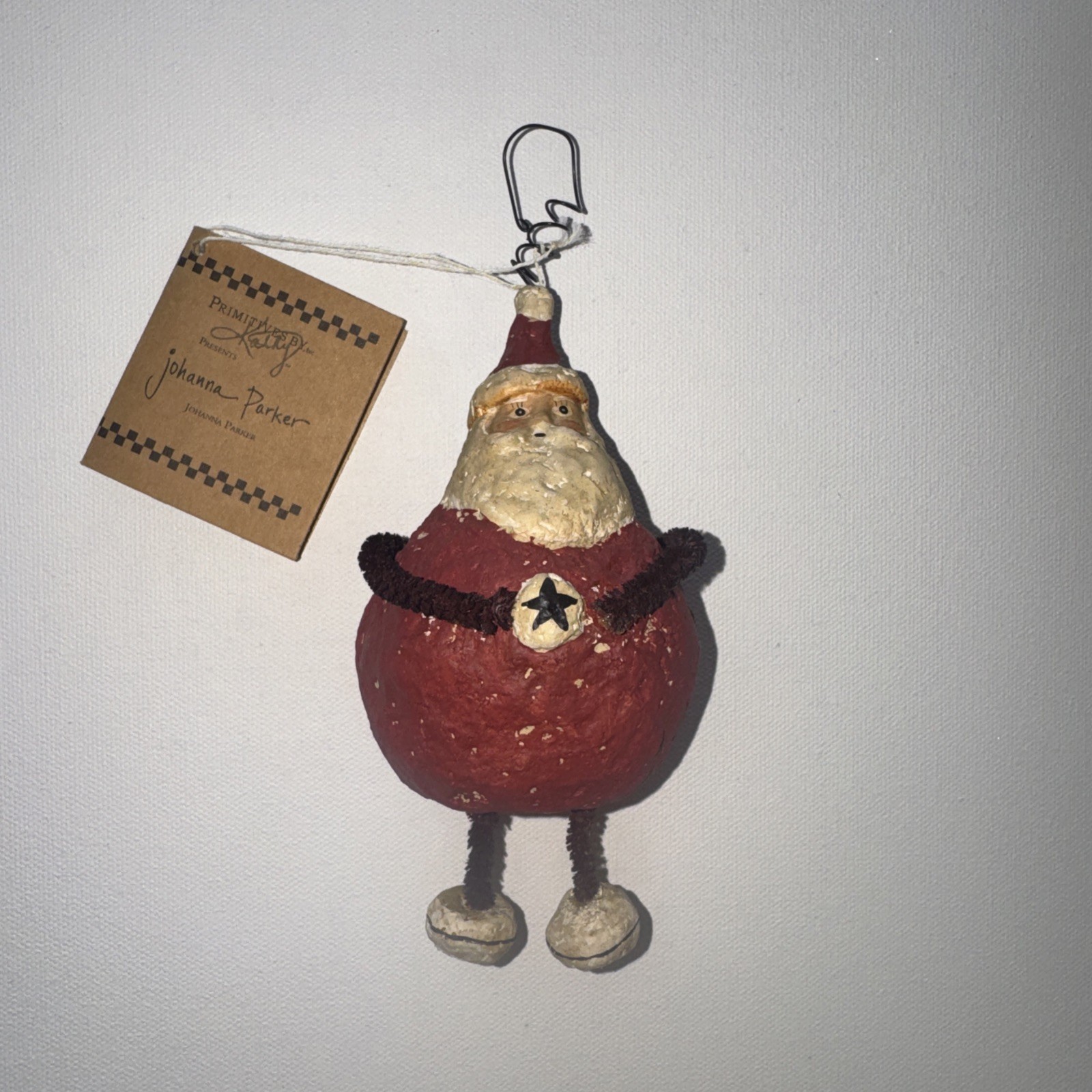 Rare Vintage Primatives By Kathy, Johanna Parker, Santa Claus Ornament , W/tag