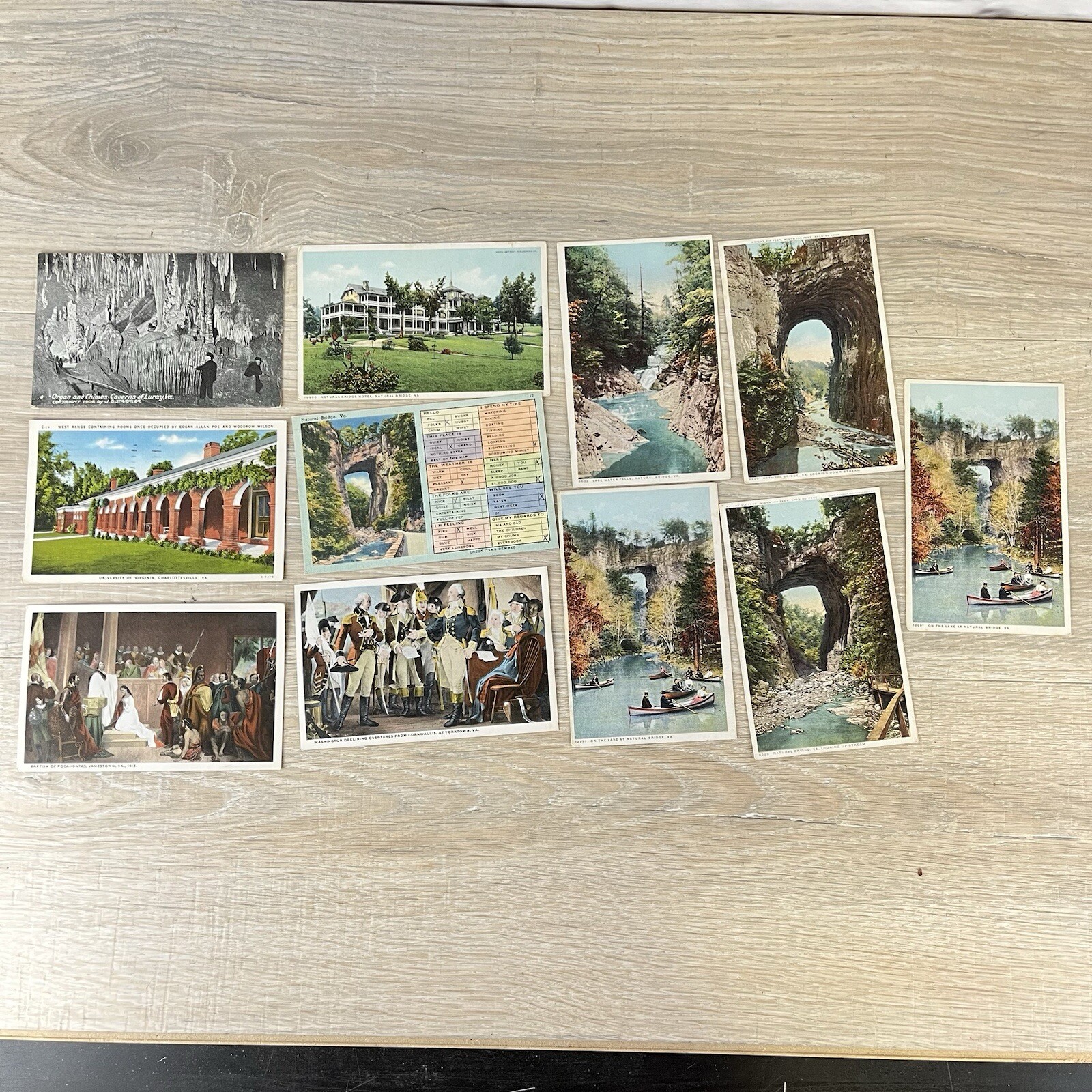 Atq Vtg 1906-1950\'s Virgina Postcards 11pc Natural Bridge, Luray Charlottesville