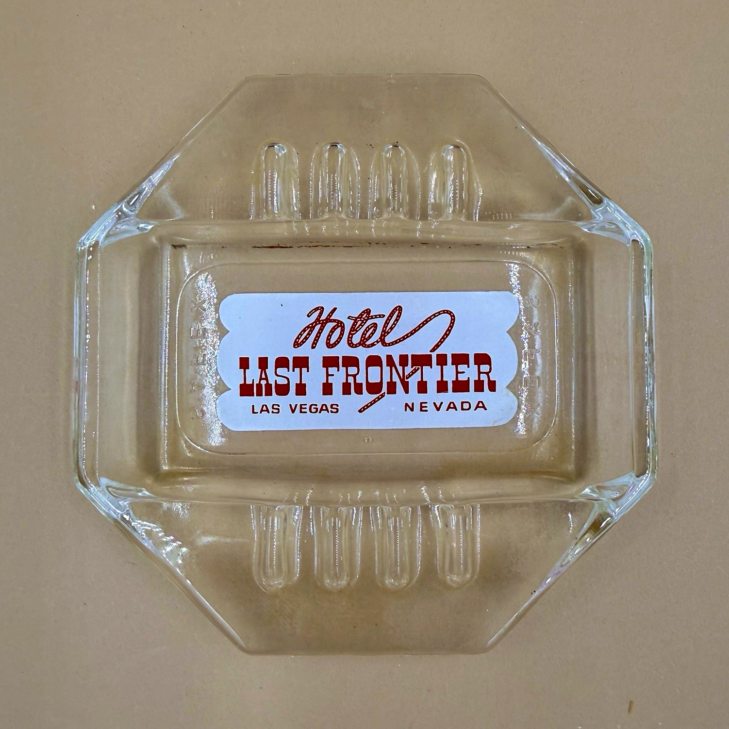 Vintage 1940s Hotel Last Frontier Las Vegas SAFEX Glass Ashtray Casino Americana