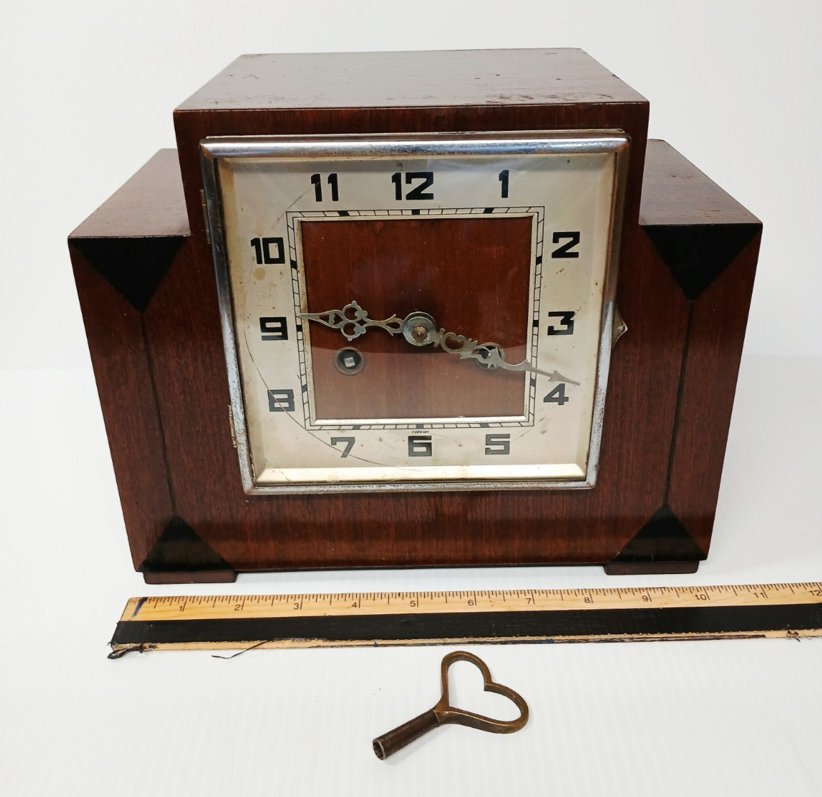 Rare Art Deco Mantel Clock 8 Day Time/Strike by Franz Hermle (no rod & Pendulum)