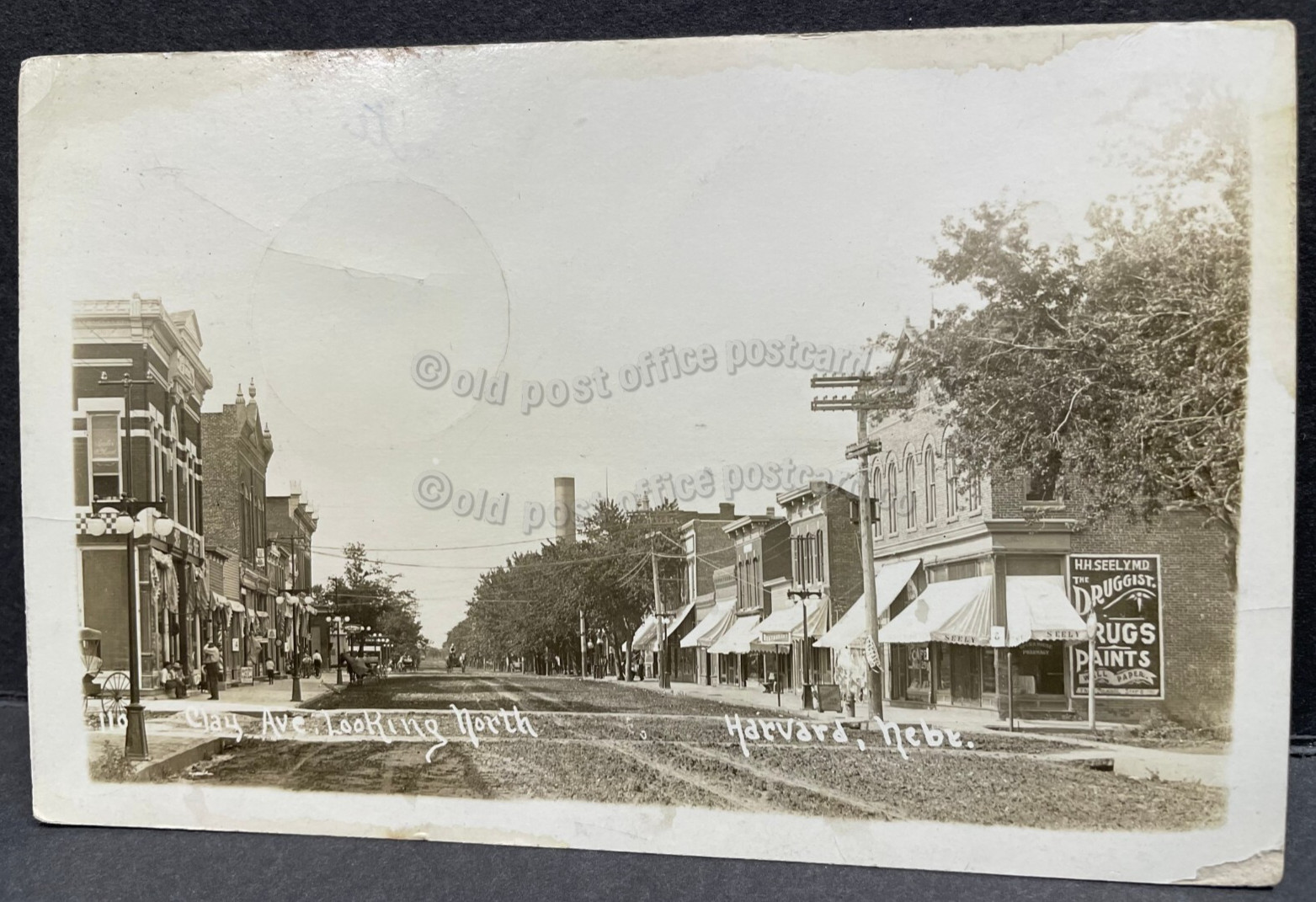 Harvard, Nebraska-Main Street Scene-Stores-c1910 RPPC Real Photo Postcard