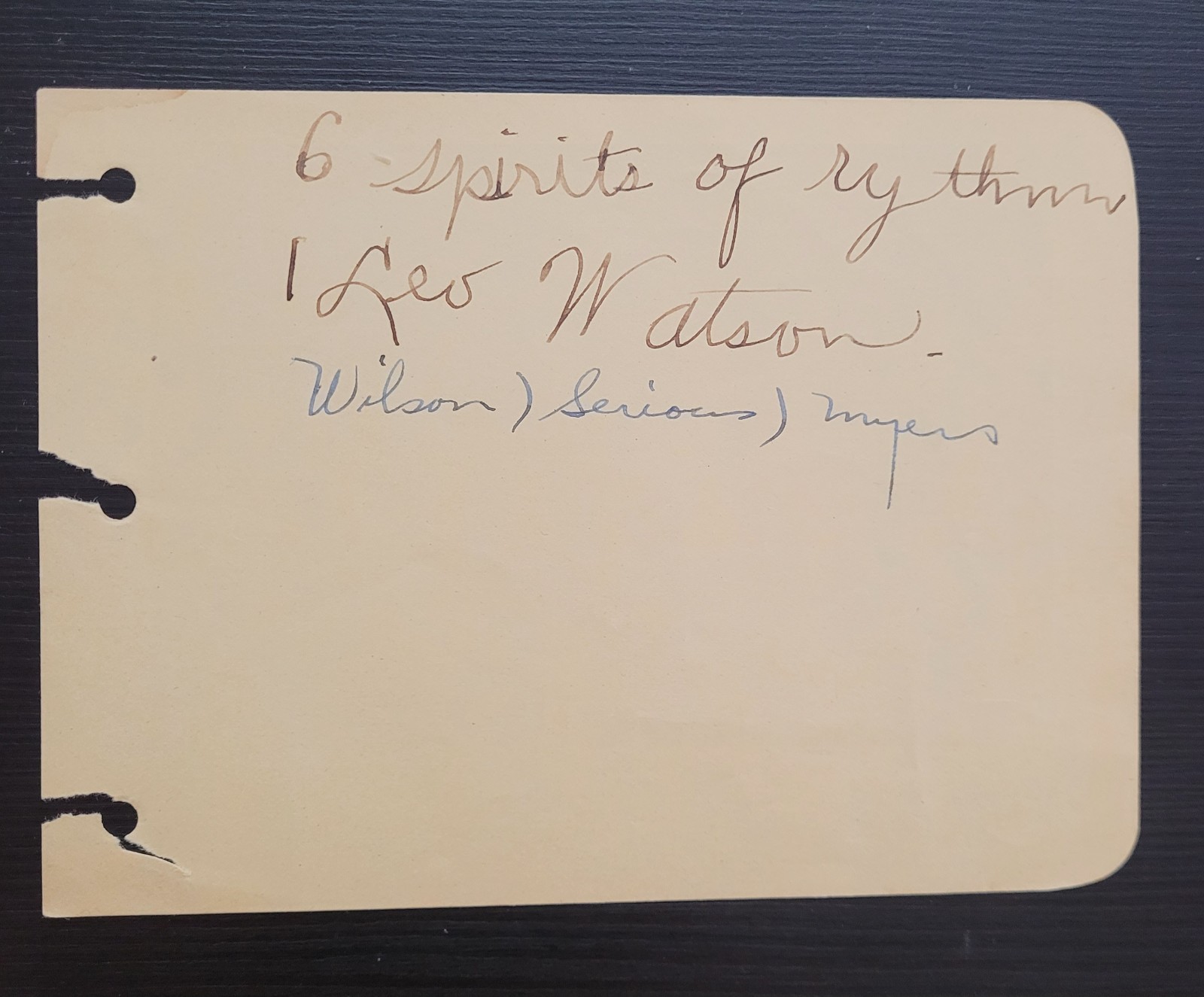 RARE 1930s JAZZ Spirits of Rhythm Autograph Page: Leo Watson, Wilson \