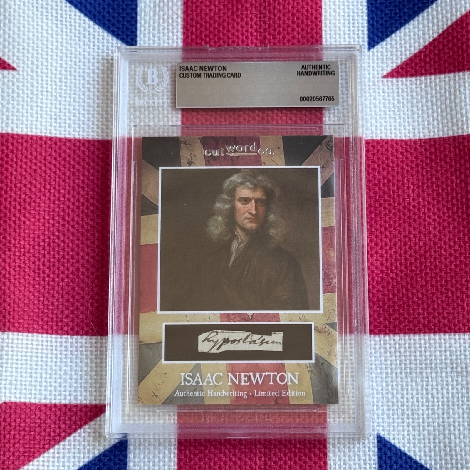 Isaac Newton Handwritten Word Cut from Autograph Manuscript Signed Beckett BAS
