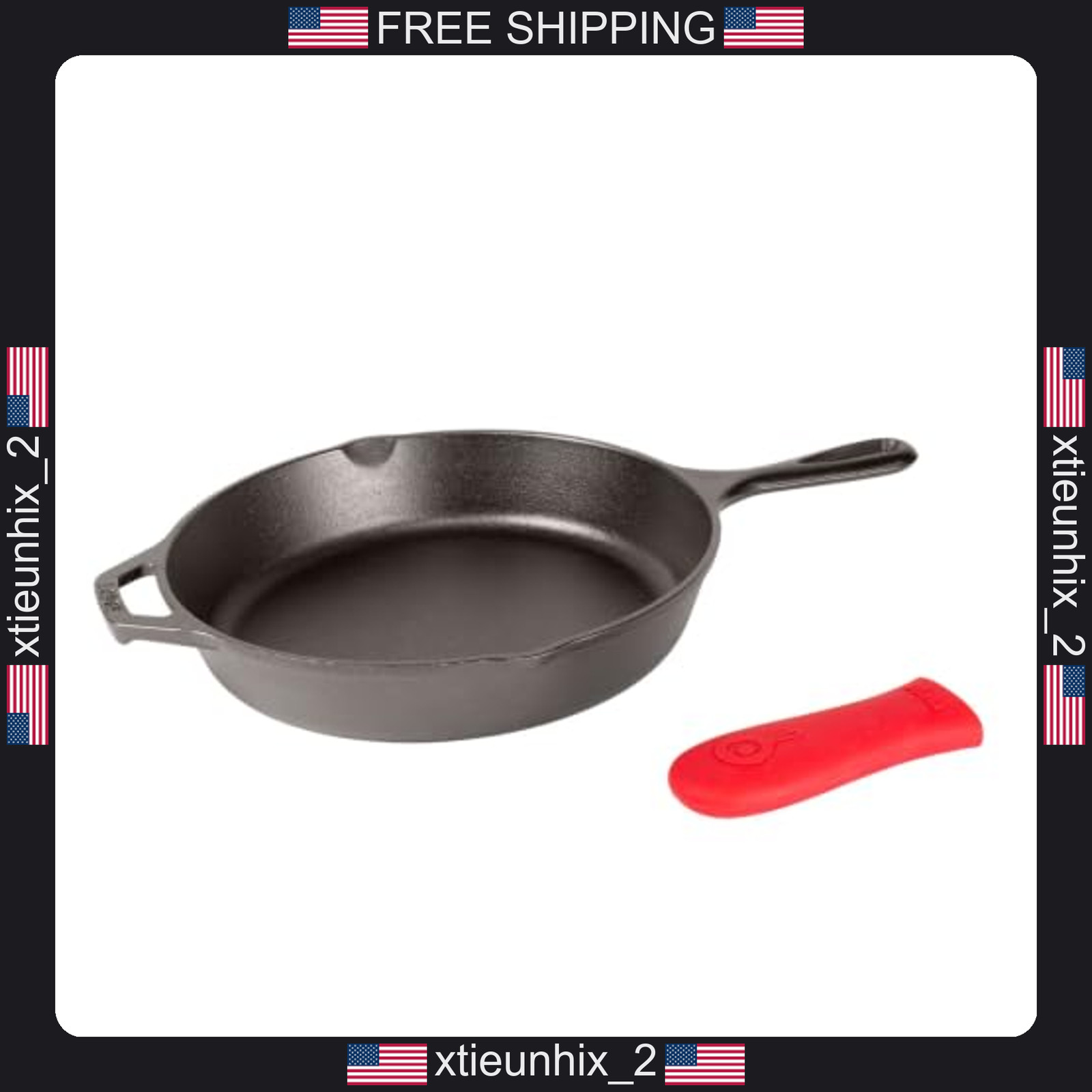 Lodge Cast Iron Skillet 10.25 Inch Pre-Seasoned with Hot Handle Holder