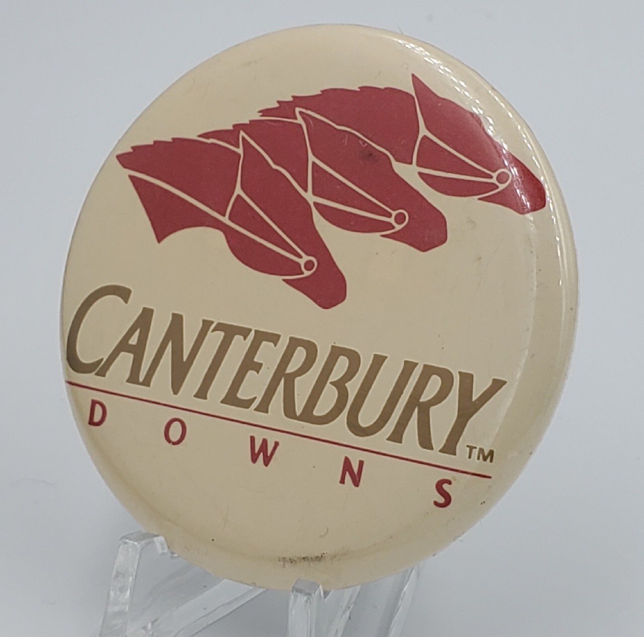 Vintage Canterbury Downs Vintage Pin Button Horse Track Races Equestrian
