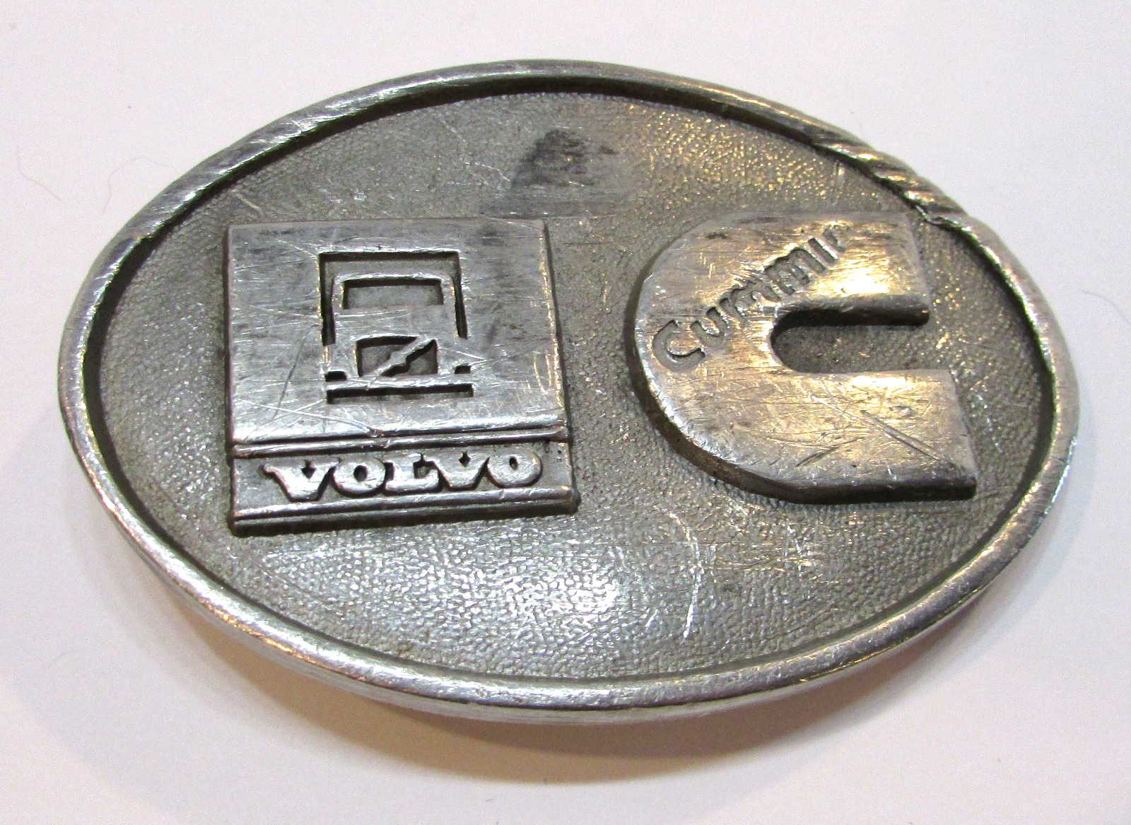 Vintage 2010\'s Volvo Trucks Cummins Diesel Engines Solid Pewter Oval Belt Buckle