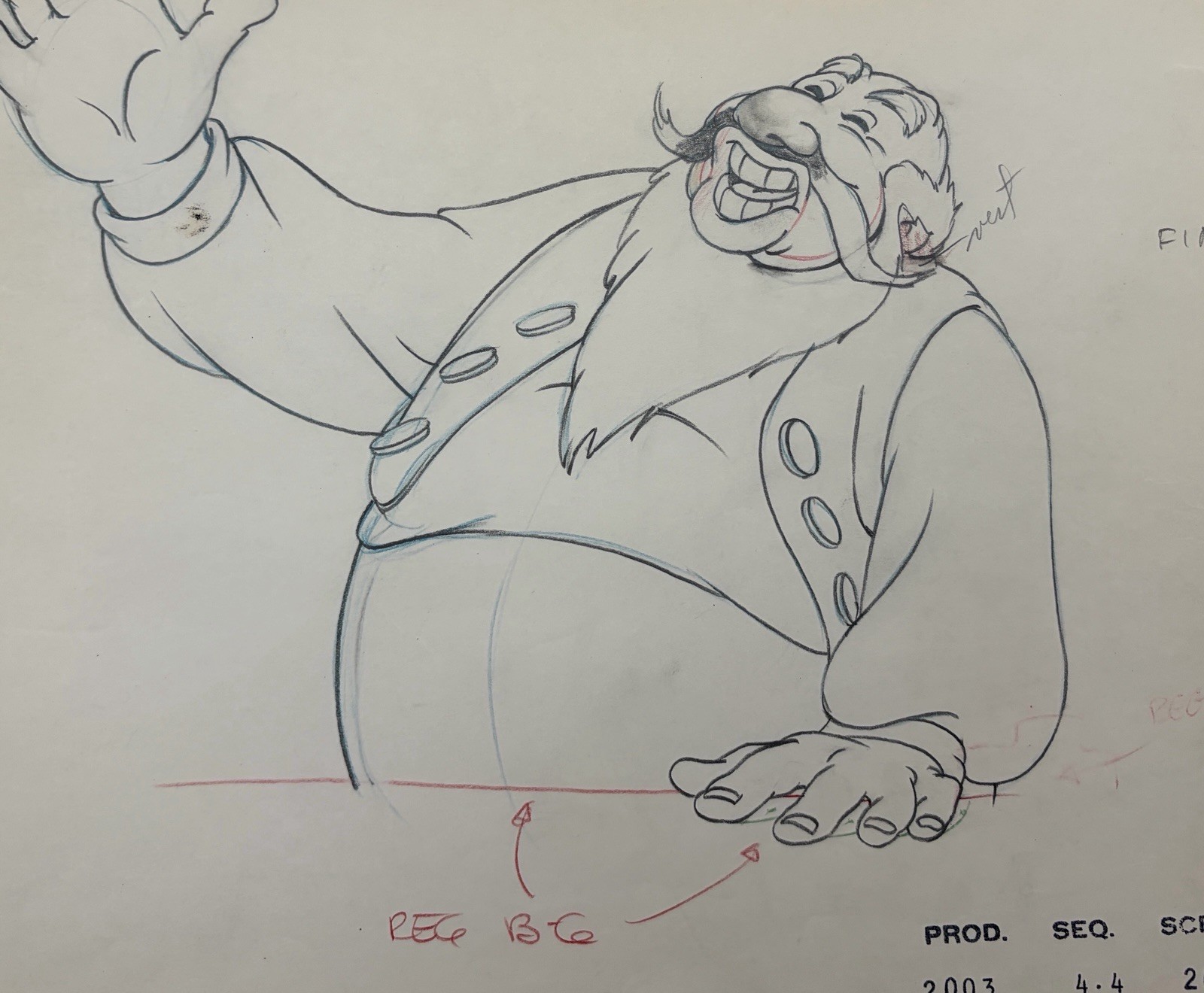 1940: Disney: Pinocchio-Stromboli- Original Cel Production Drawing