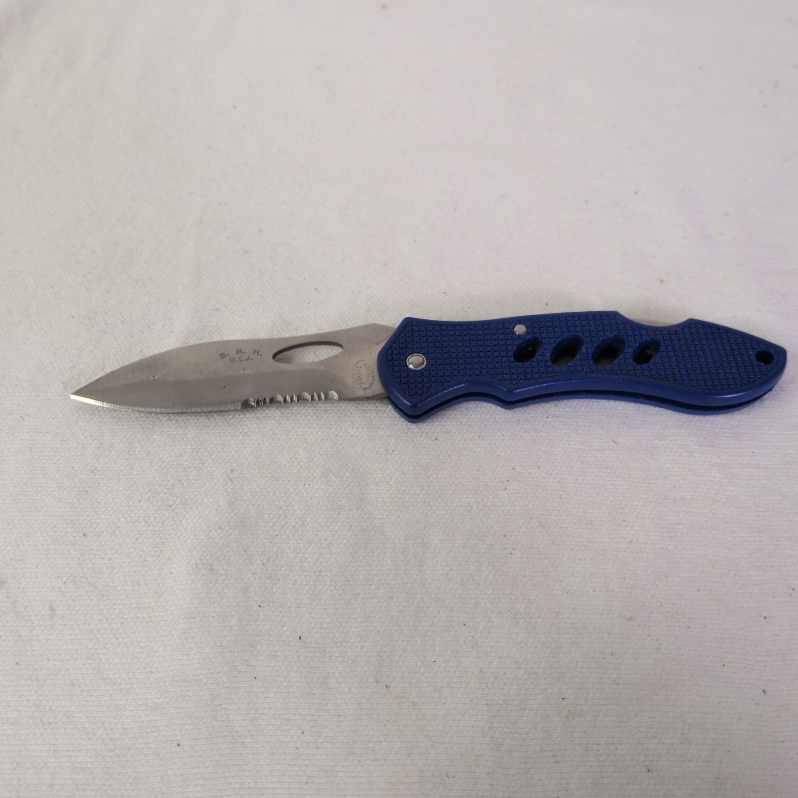 Frost Cutlery Pocketknife Combination Edge Stainless Blade Blue Handle Manual