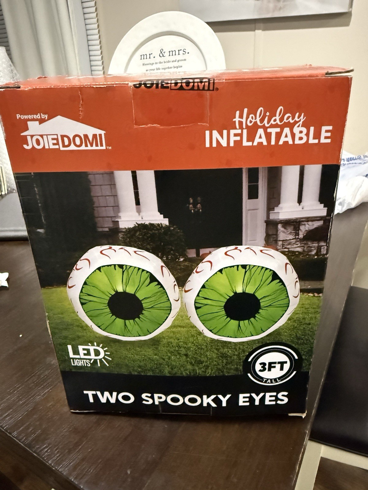 JoieDomi Holiday Inflatables - 2 Pack 3ft LED Eyeballs Halloween Yard Decor NEW