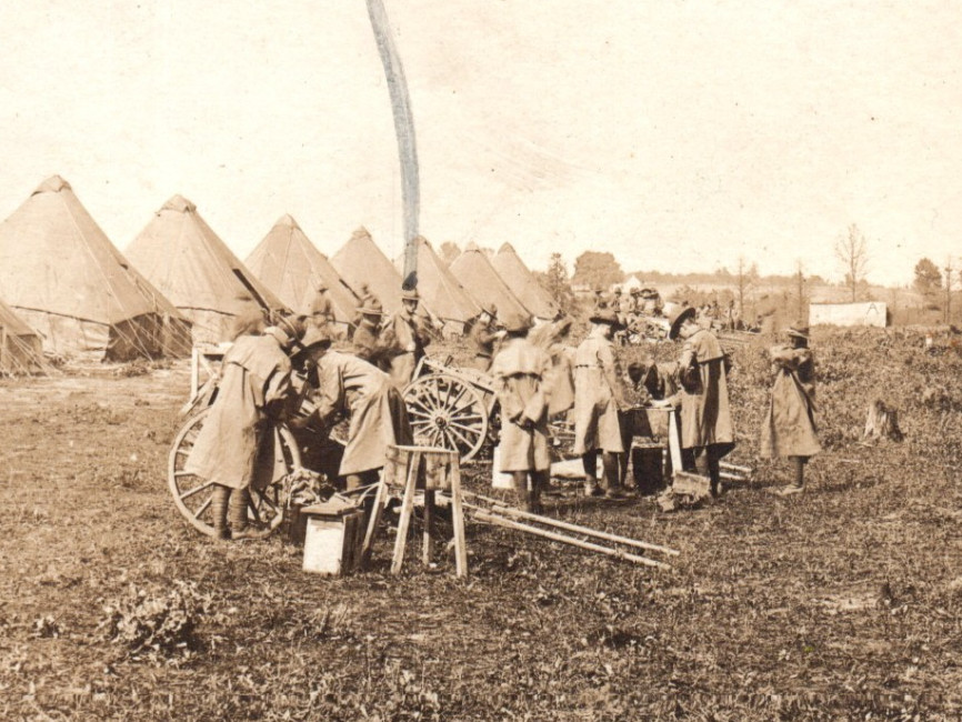 WWI Soldiers Wagon Army Real Photo Postcard RPPC