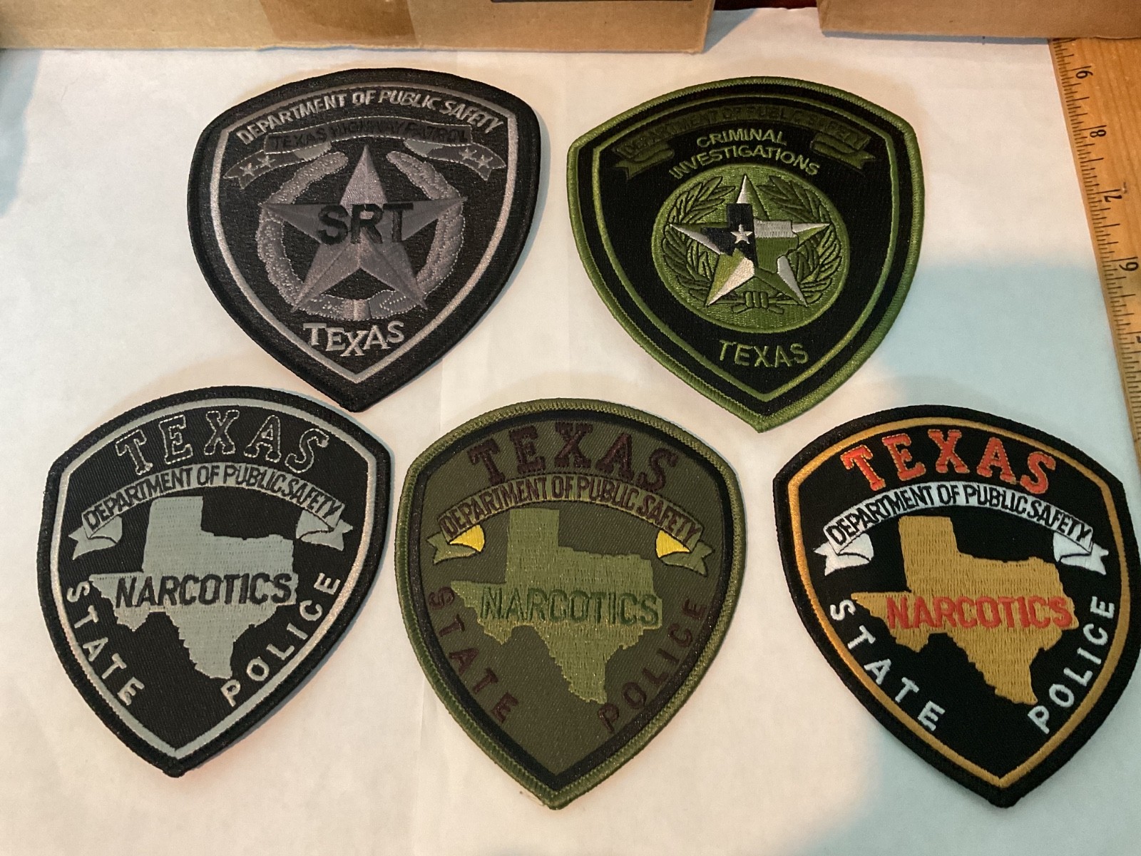 Texas State  Collectors law enforcement Full size patch  set 5 pieces all new