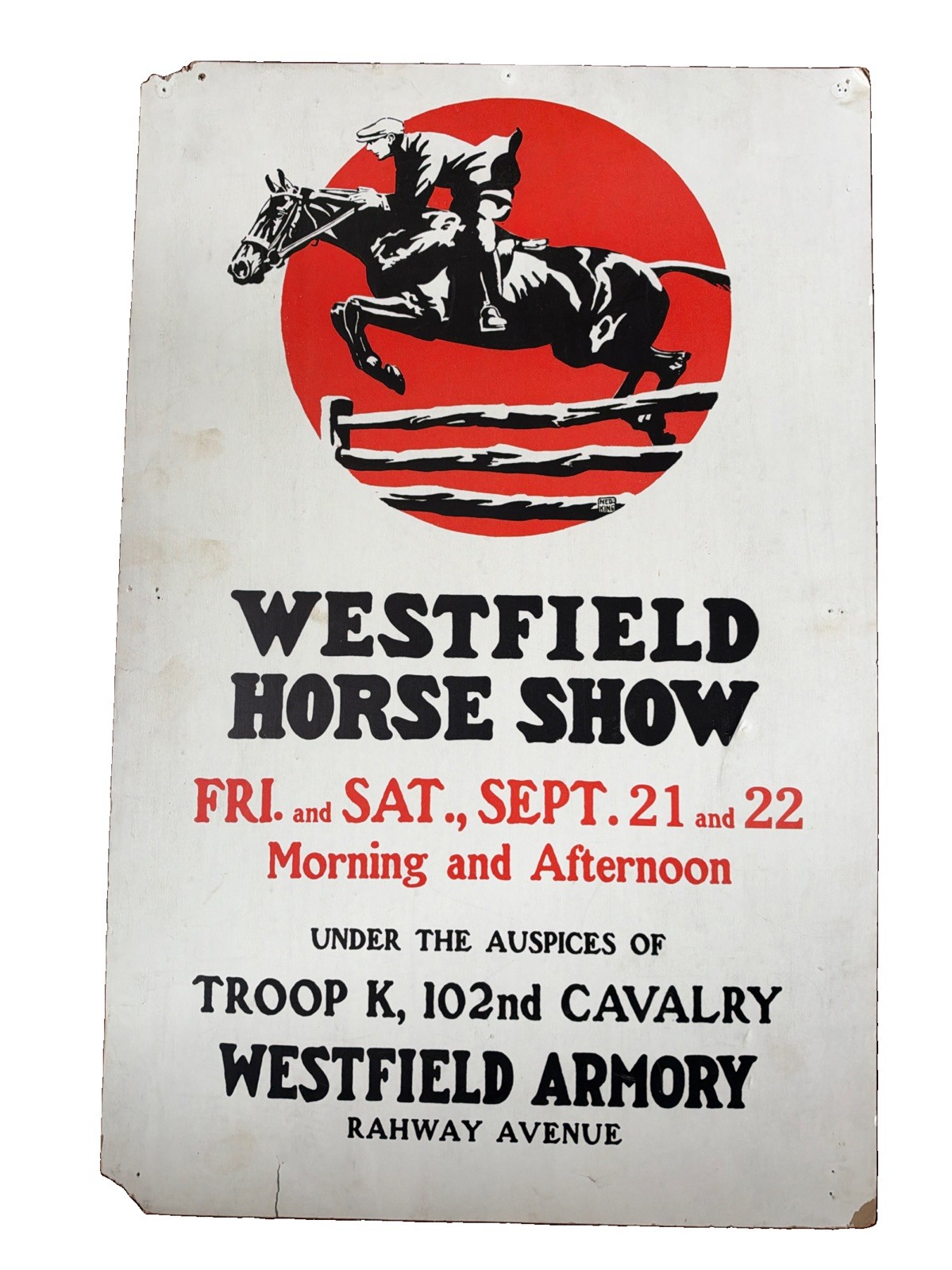 Vintage Westfield New Jersey Horse Show Cardboard Sign