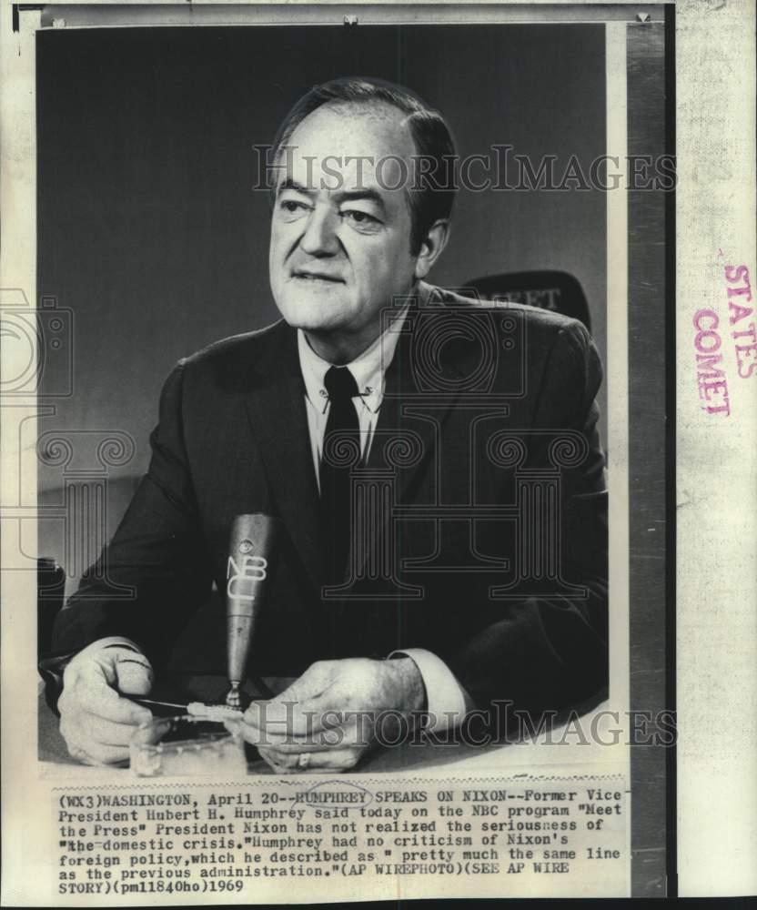 1969 Press Photo Hubert Humphrey appears on NBC\'s \