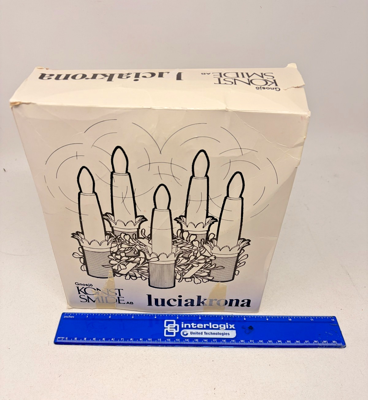 Vintage Gnosjo Konstsmide Luciakrona Electric Advent Candle Wreath Sweden Boxed