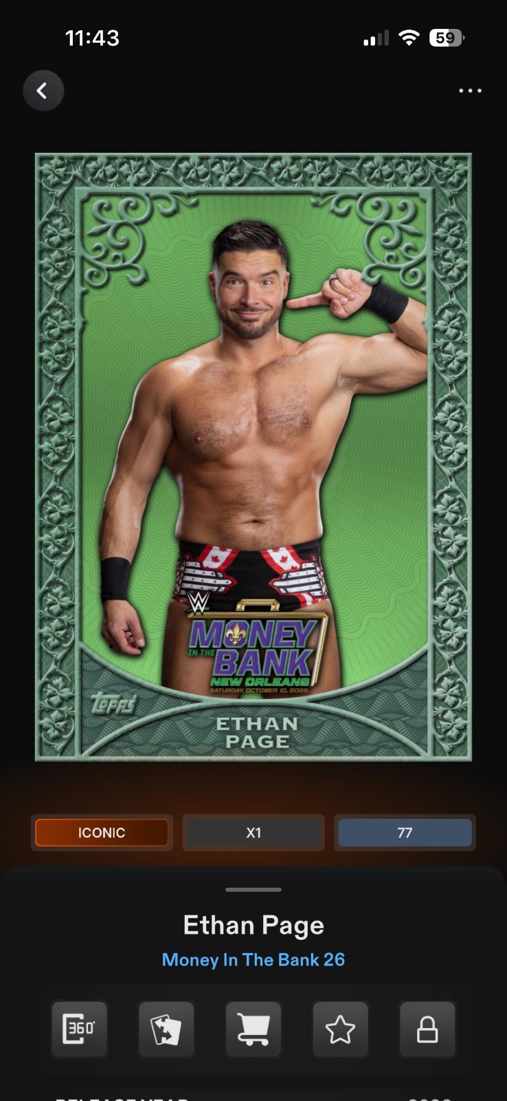 Topps WWE Slam 2026 Money In The Bank Emerald Base Iconic Select