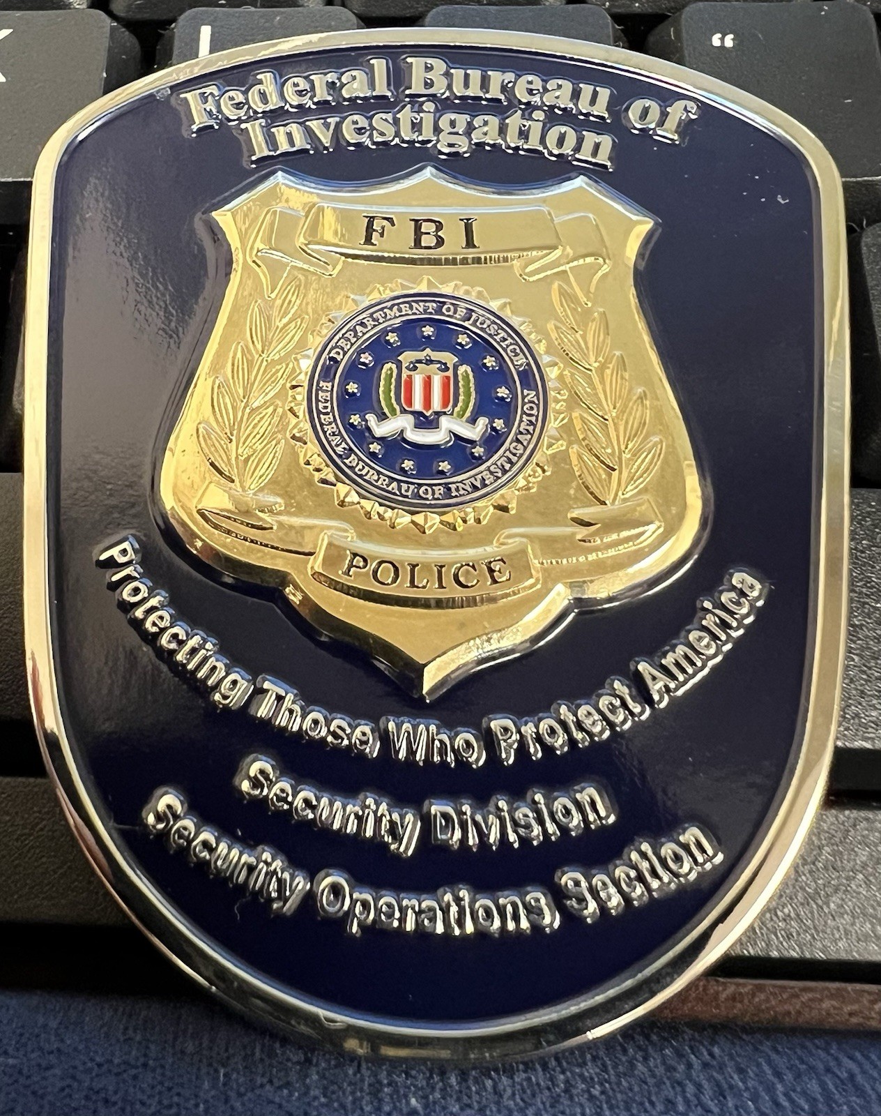 Authentic FBI SECURITY POLICE FORCE  2XL Sized Heavy, Thick & HTF CHALLENGE COIN