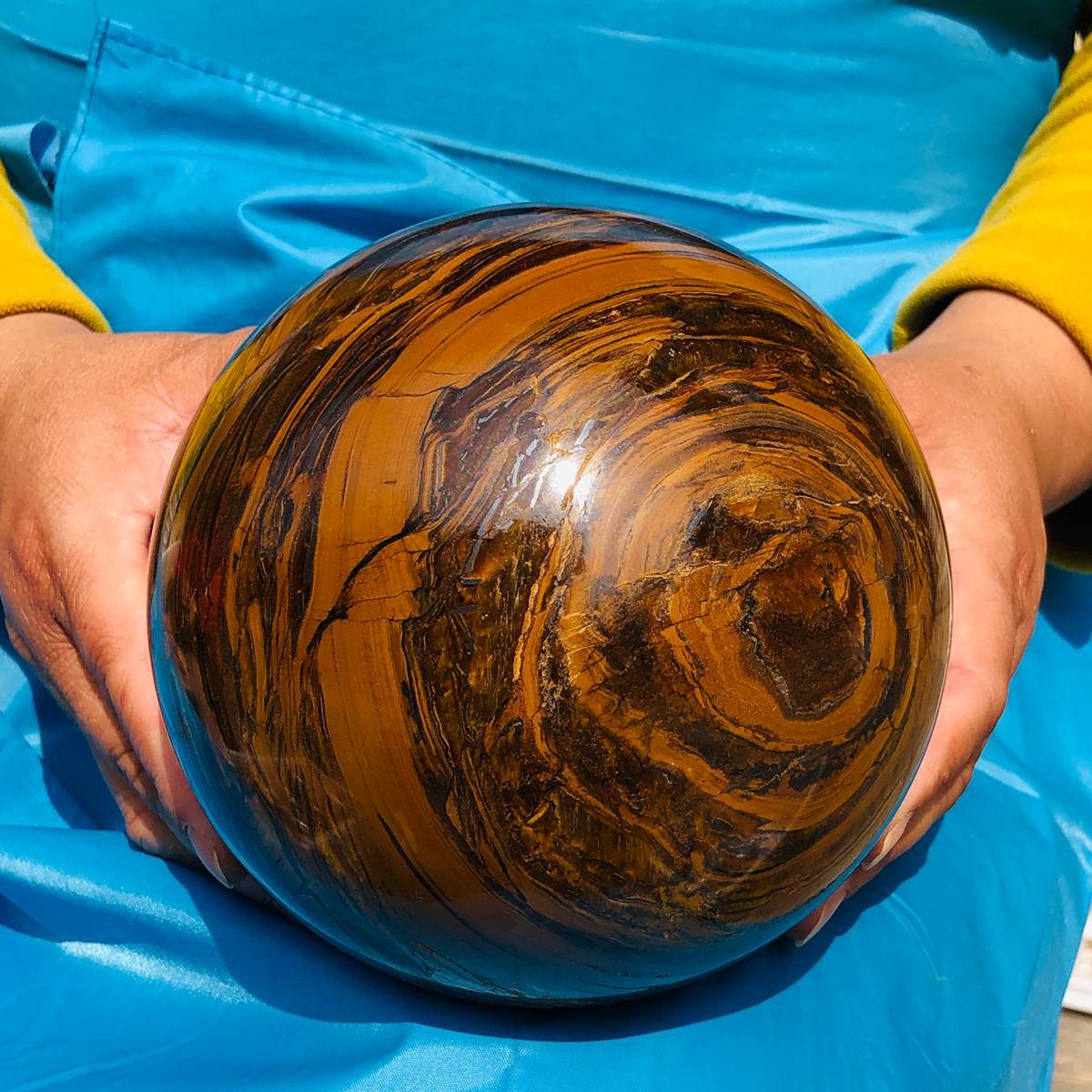 9.68LB Natural tiger's-eye sphere quartz crystal polished ball healing decor