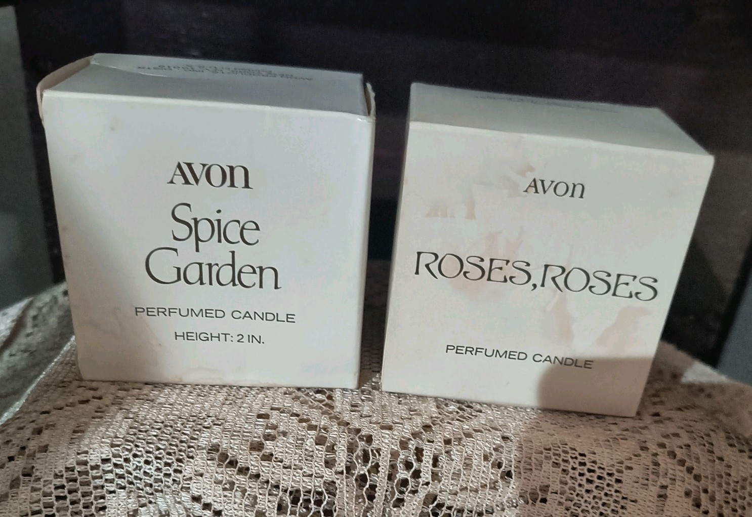 Vintage Avon Lot Of 2 Perfumed Candle W/ Original Box New Roses and Spice Garden
