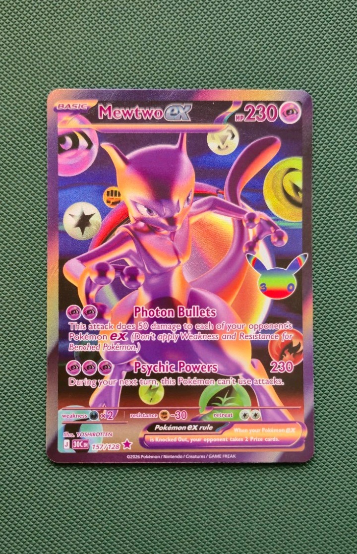 Pokémon TCG Mewtwo ex 157/128 Me: 30th Celebration Holo NM MINT