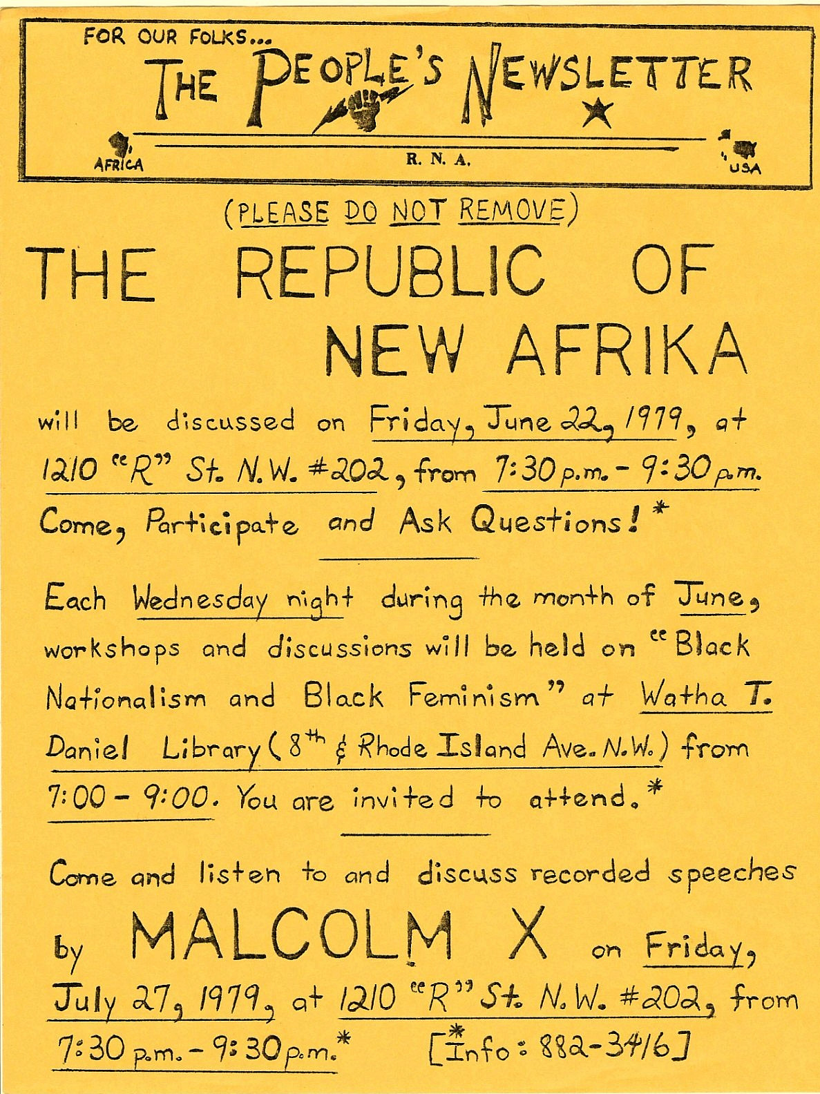 Black Nationalism~Vintage 1979 African American Flyer~RNA~Inspired by Malcolm X
