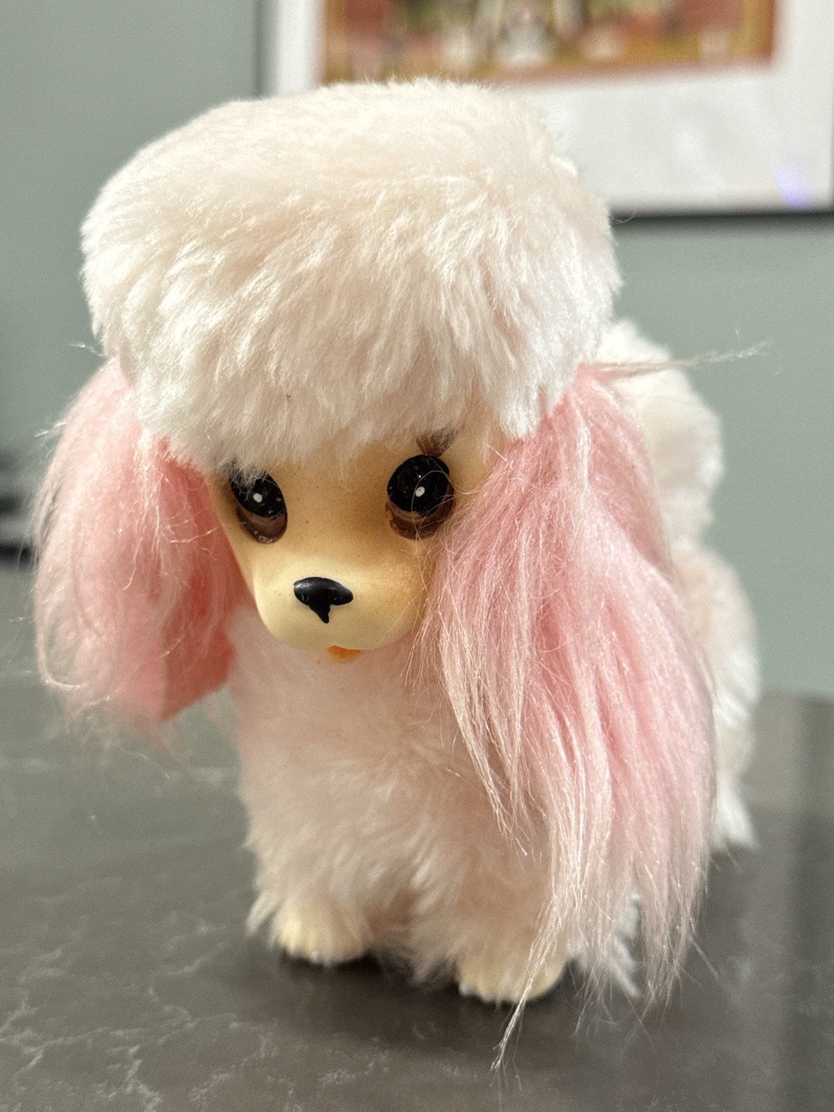 VINTAGE 1969 KAMAR INK VINYL FUR PINK POODLE / DOG 5.5
