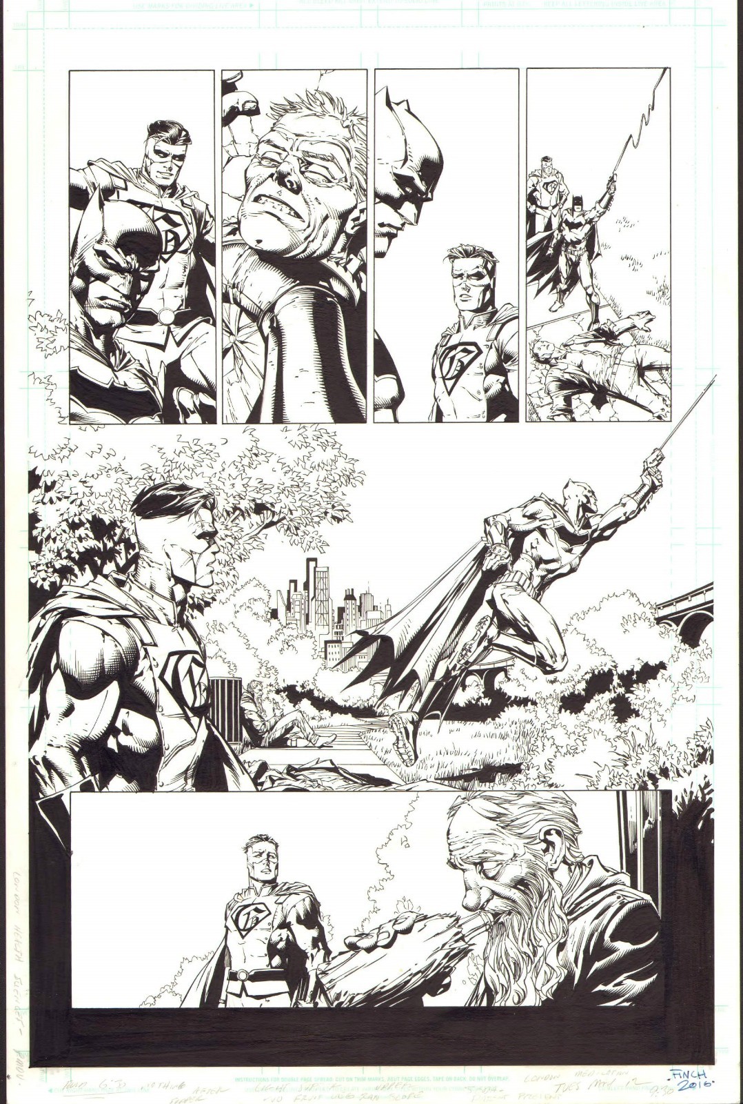 DAVID FINCH SIGNED 2016 BATMAN, SOLOMON GRUNDY, GOTHAM ORIGINAL ART 