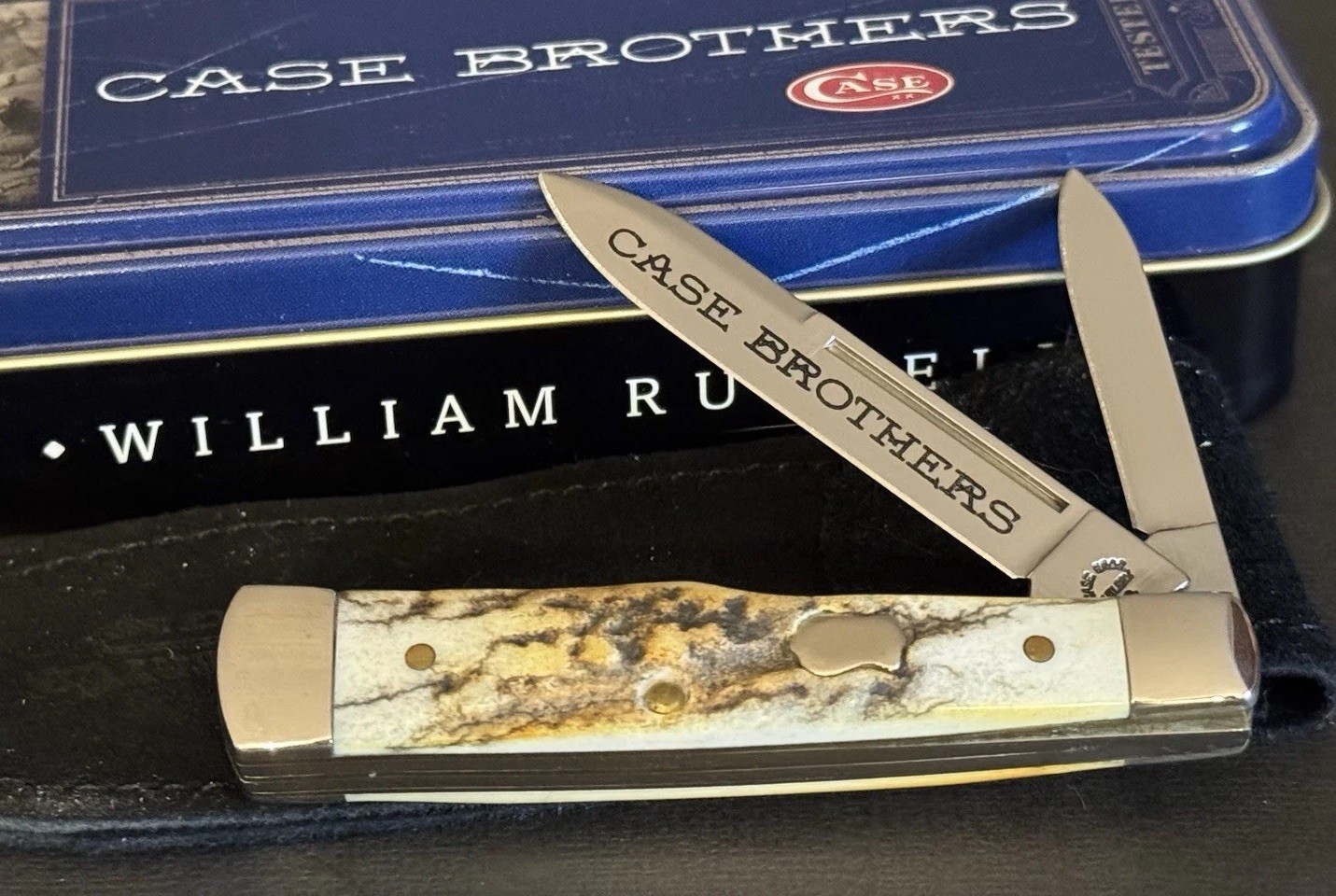 🔥 2003 Case XX 5215 Burnt Stag Handle Gunstock Pocket Knife Case Brothers