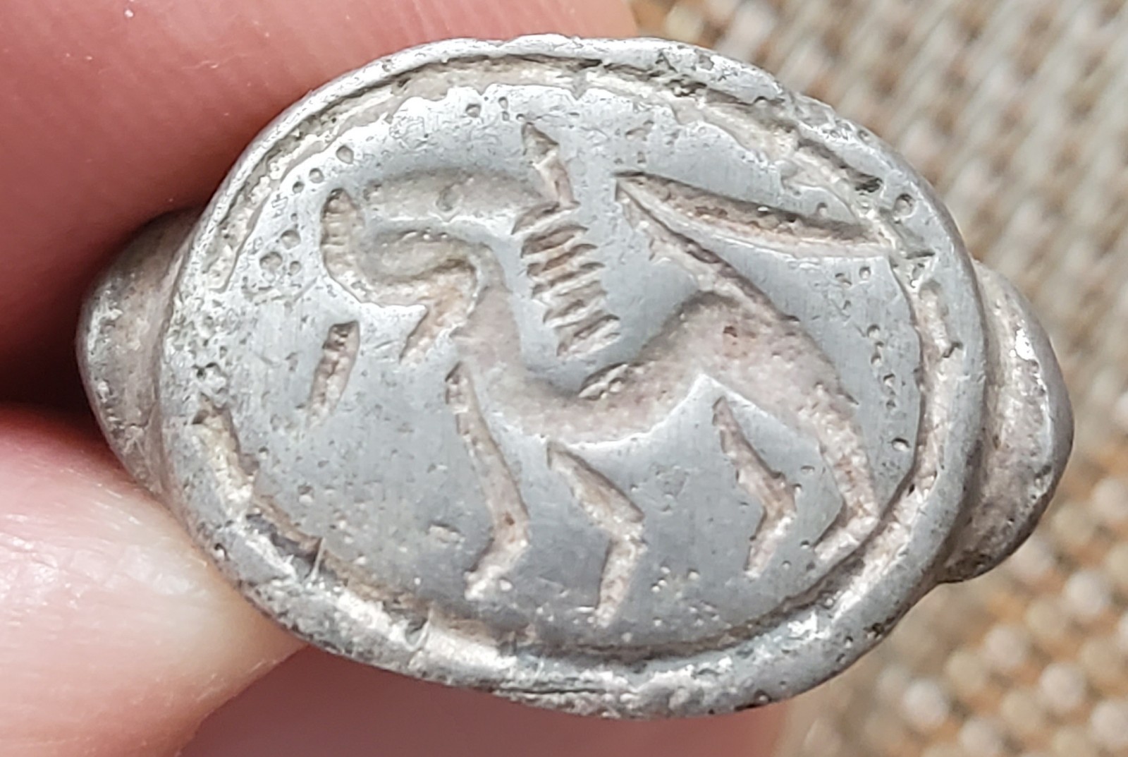 Ancient Greco-Roman Stylized Animal Engraving Solid Silver Ring Fully Wearable 