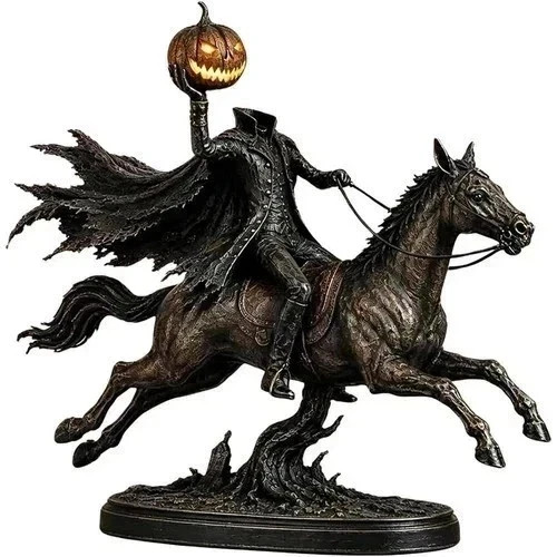 9in Lighted Headless Horseman Statue LED Pumpkin Sleepy Hollow Halloween Prop
