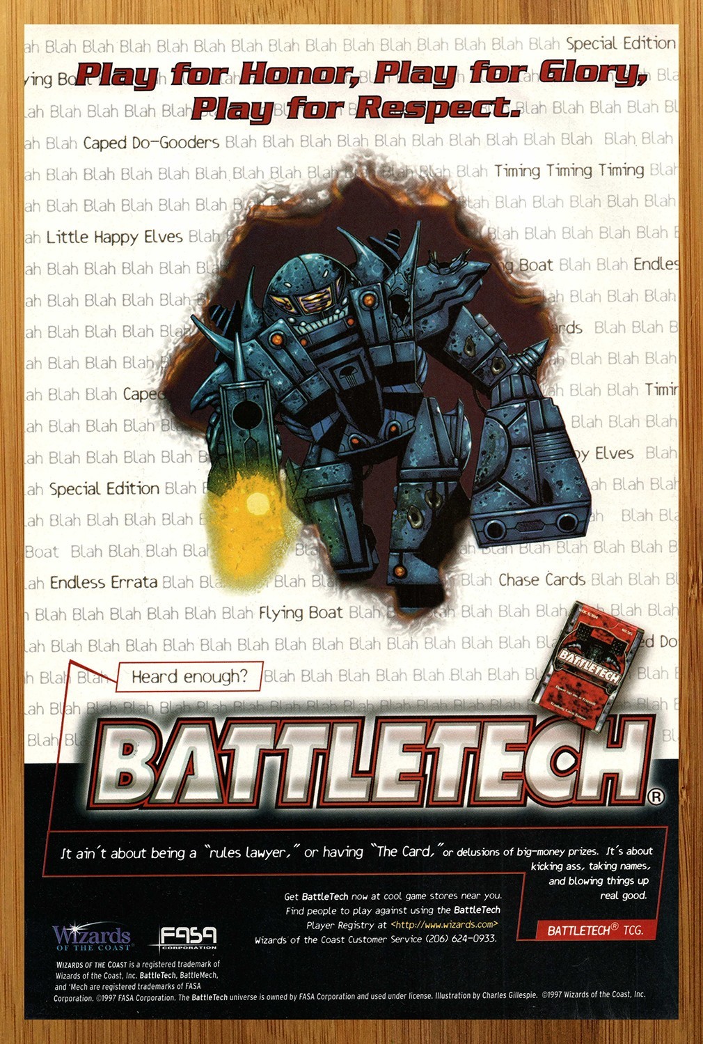 1997 BattleTech Card Game Vintage Print Ad/Poster Official CCG TCG Promo Pop Art
