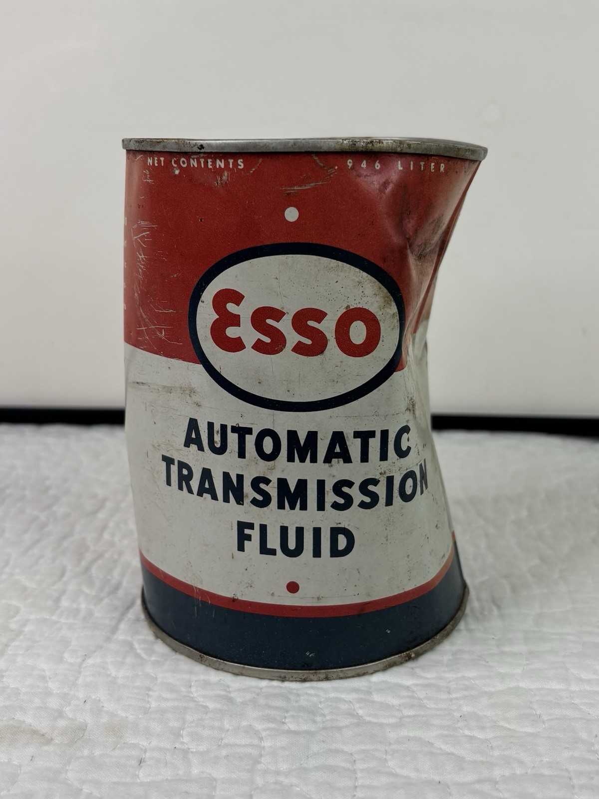 Vintage Esso Automatic Transmission Fluid Metal Can Oil Gas Petroliana Display⁠
