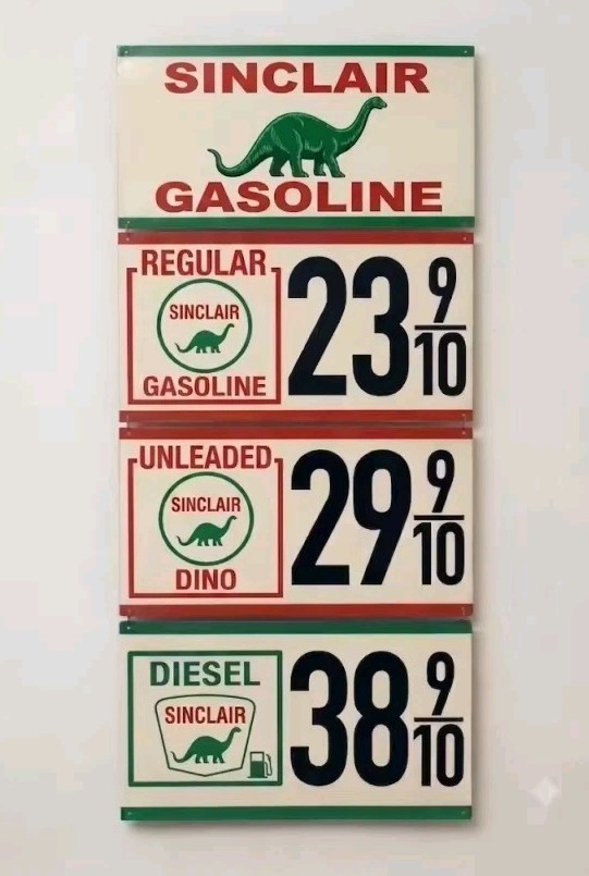  4 piece Sinclair Dino Gas Station Gasoline Price Advertising Sign 32\