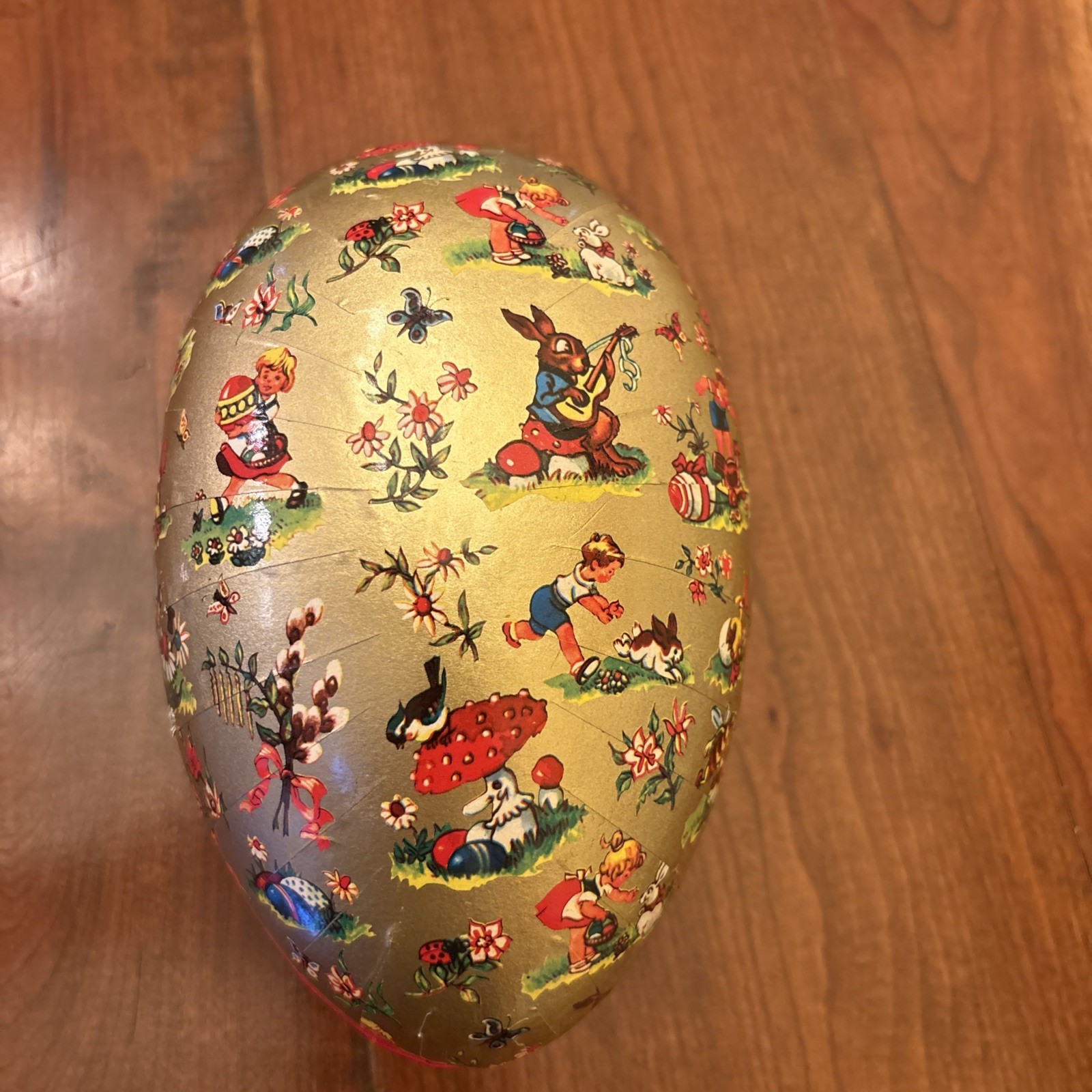 Vintage West Germany Paper Mache Easter Egg RARE Motif Large