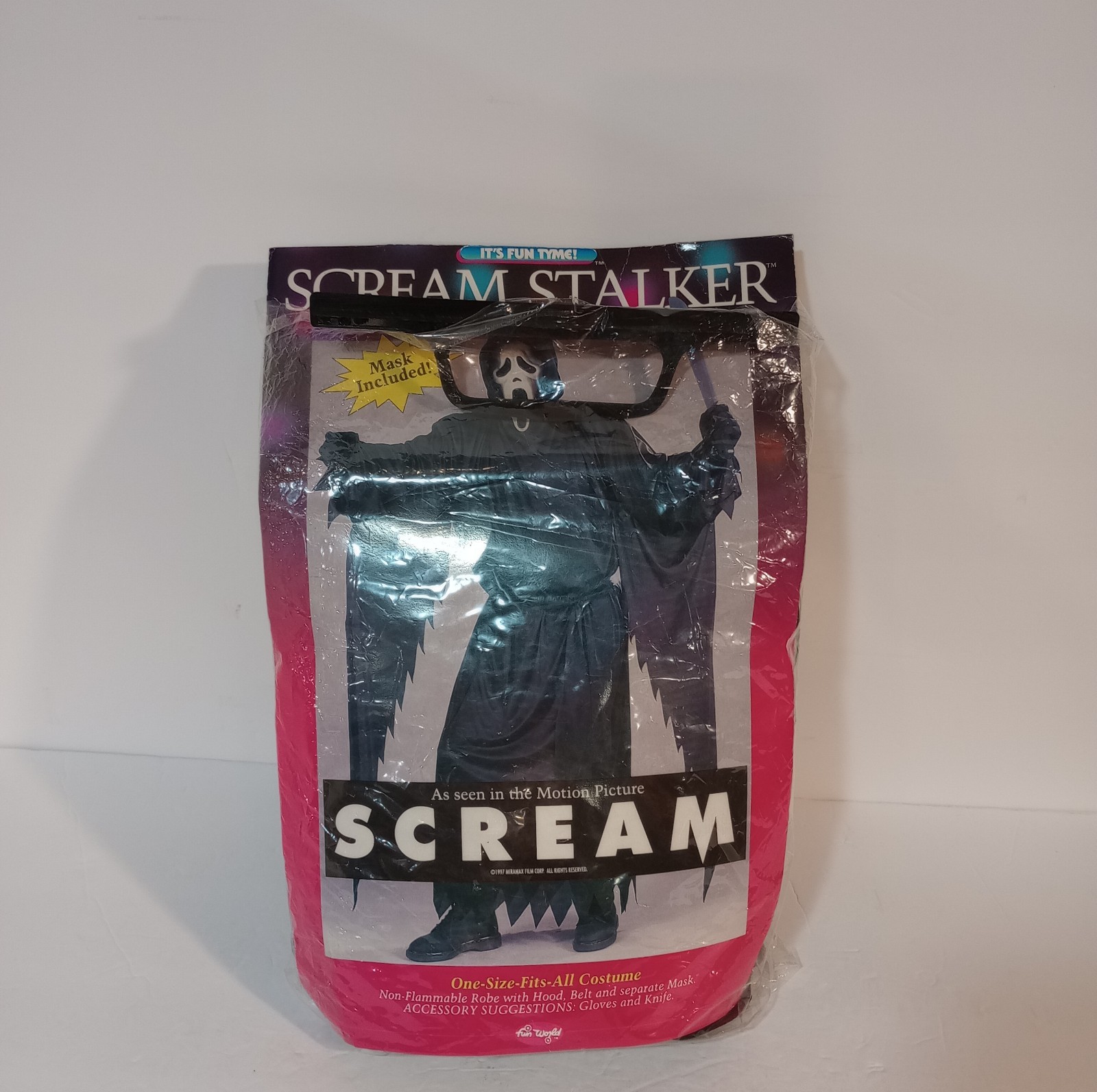 1997 Fun World Scream Stalker One Size Fits All Costume Ghostface Mask Gen 1