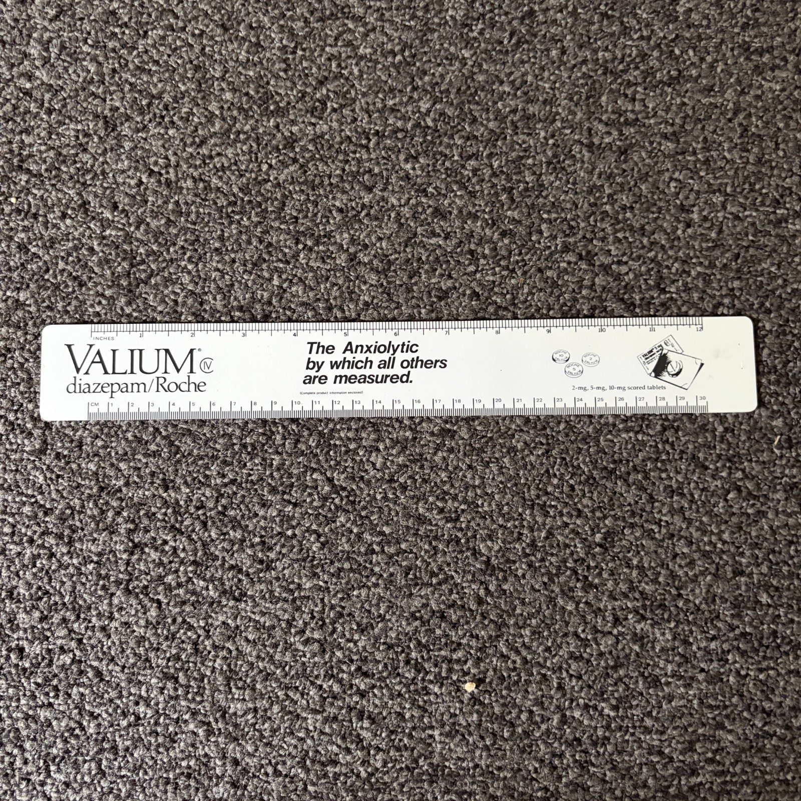 Vintage Valium Roche Pharmaceutical Rep Advertisement Laminated Ruler Pharma