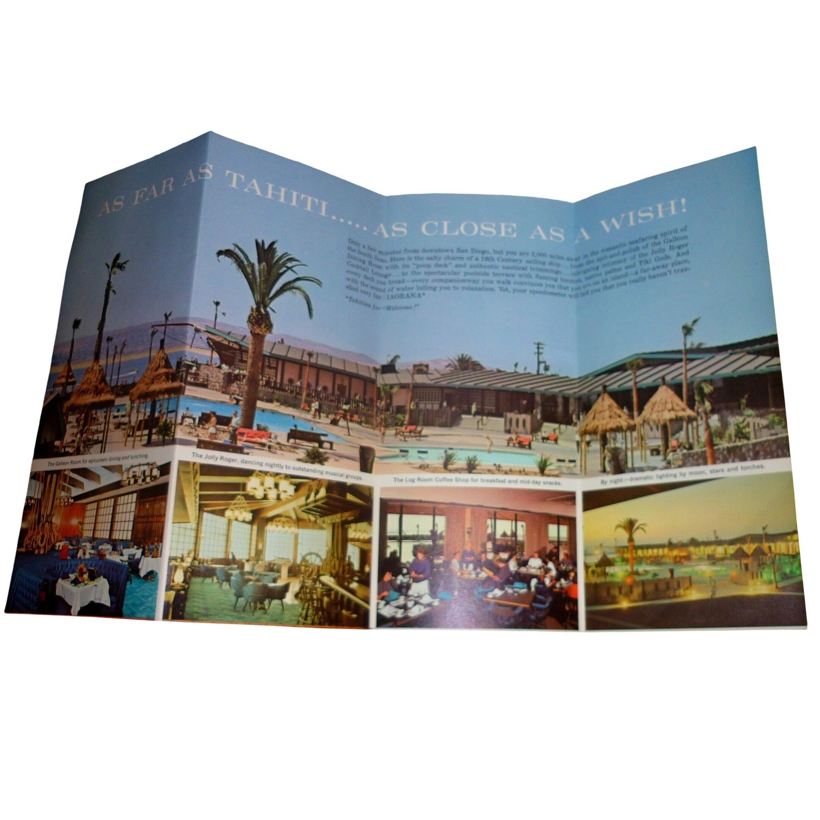 Vintage Del Webb\'s OceanHouse San Diego Brochure Mission Bay Tiki Nautical 1960s