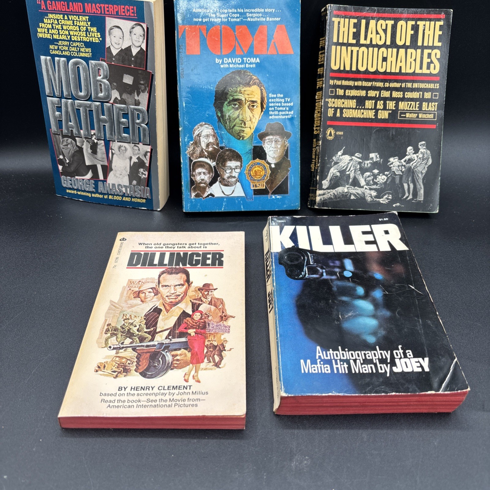 Vintage Mafia Mob Paperback Books Tom’s Mob Father Dillinger Killer Untouchables