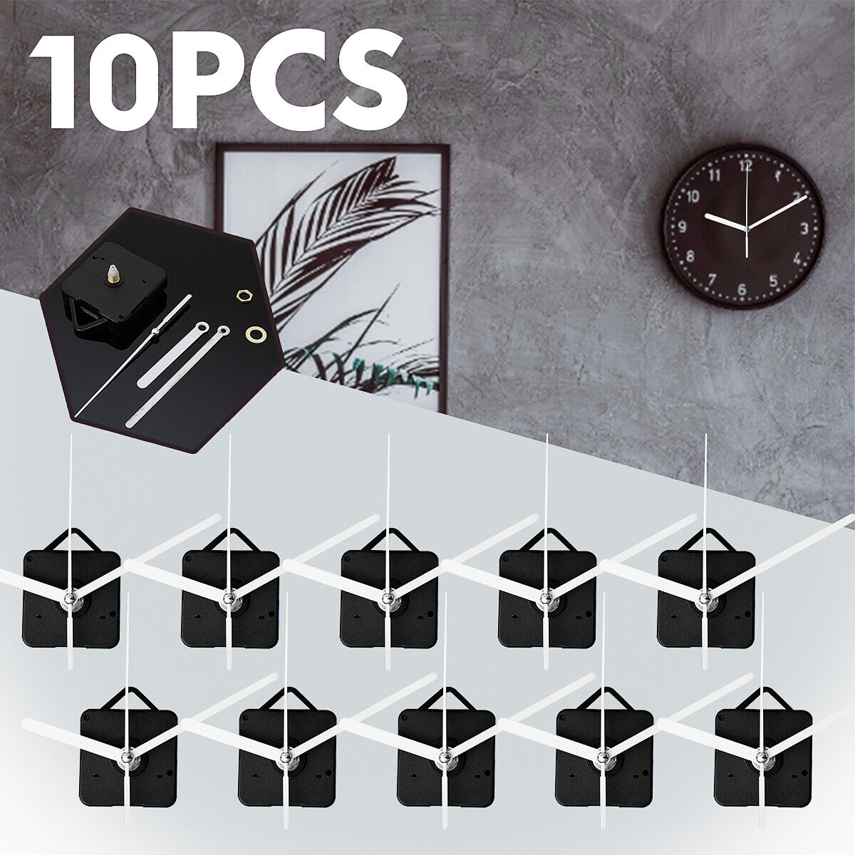 10PCS Clock Movement Quartz Mechanism Wall Replacement Repair Tool Hands Kit USA