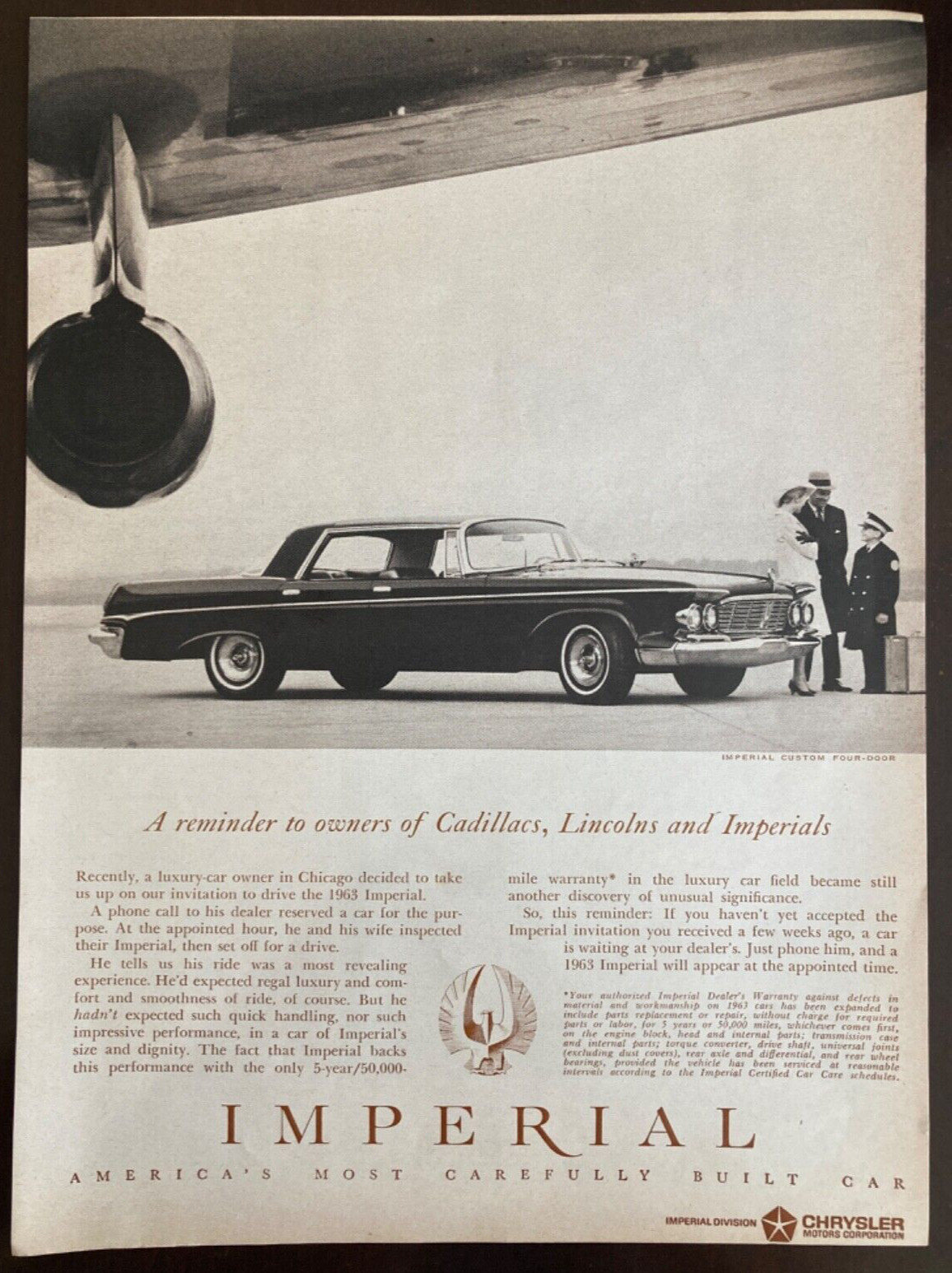 1962 Time Magazine Print Ad, Chrysler Imperial, Great Western Champagne, Eterna