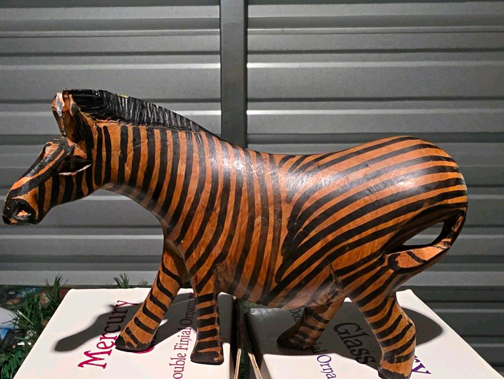 Hand-Carved Wood Zebra VINTAGE