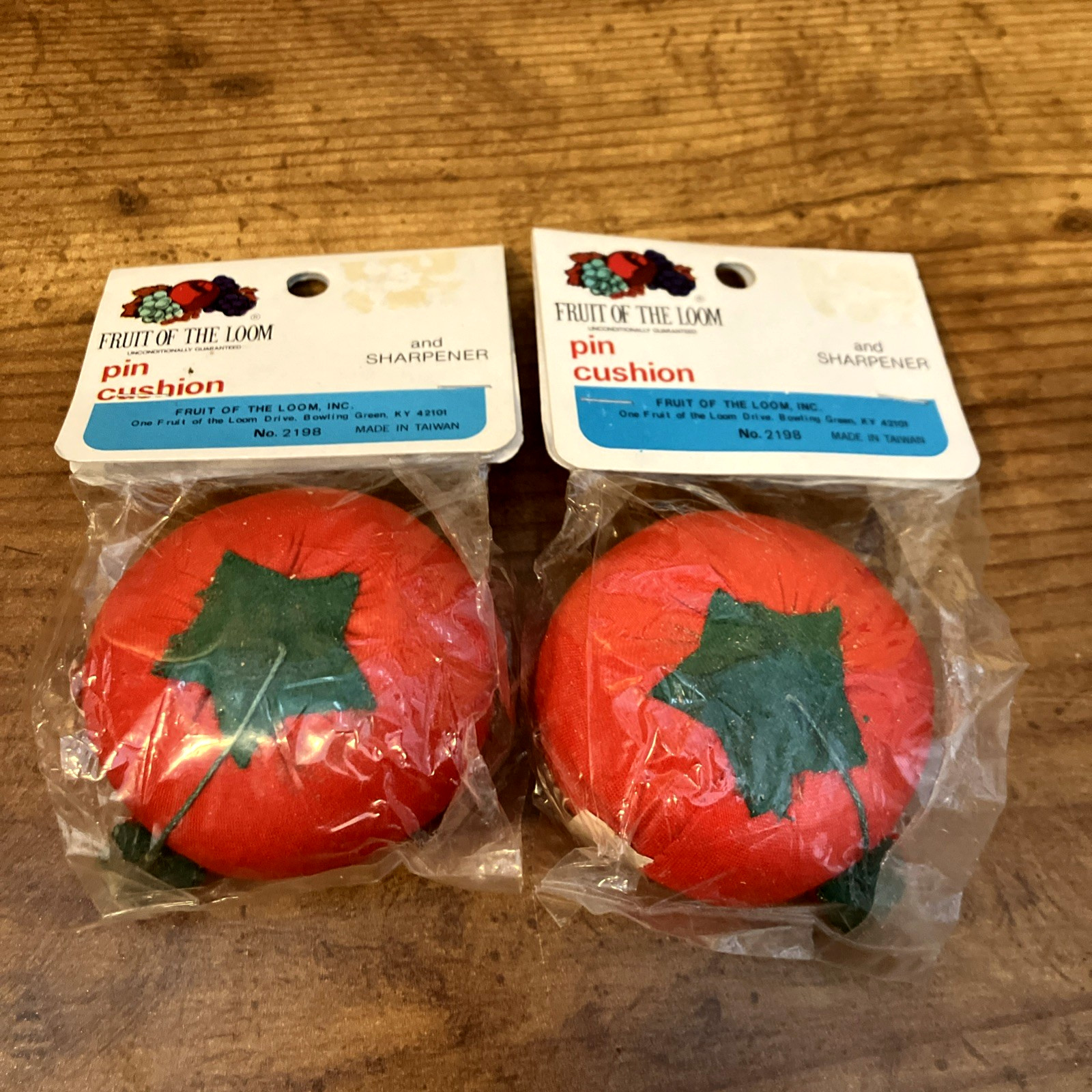 2 Vintage Tomato With Strawberry Emery Pin Cushions 2 1/4\