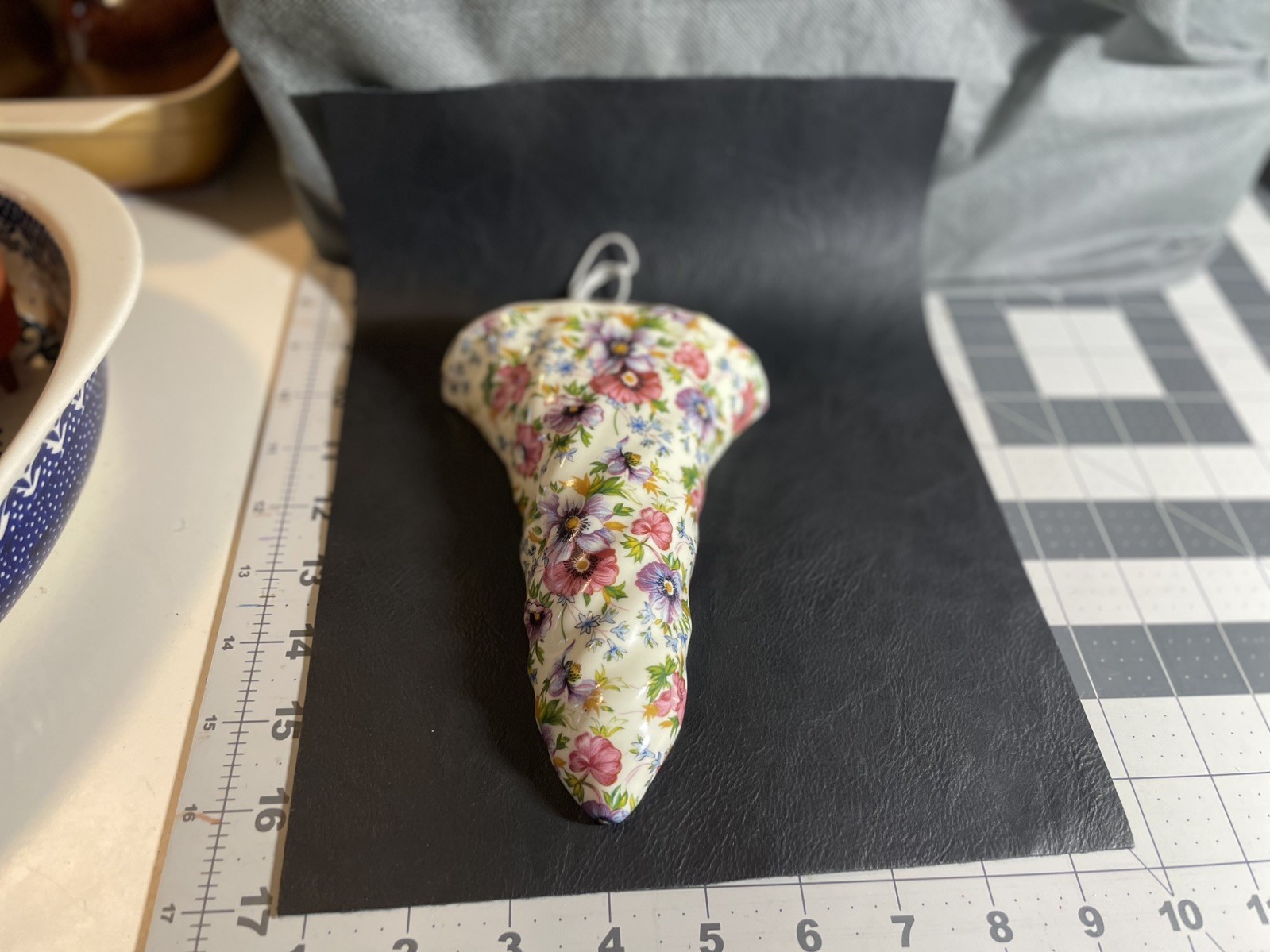 Baum Brothers Formalities Rose Chintz Porcelain Wall Pocket Vase
