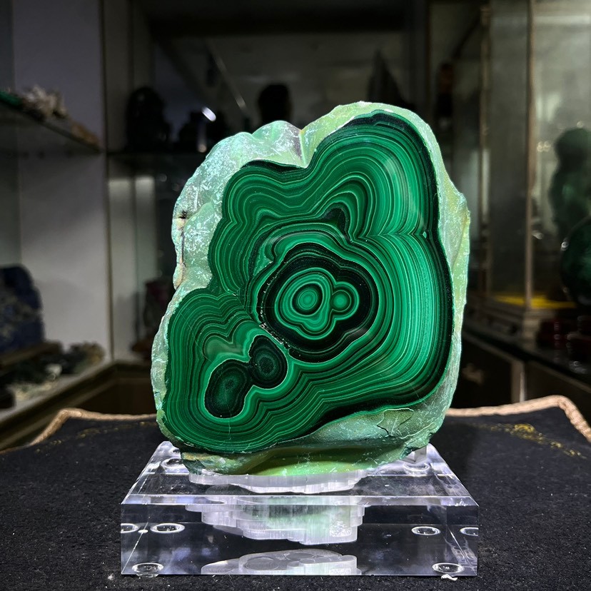 4.63LB Natural malachite quartz crystal Mineral specimen energy+stand