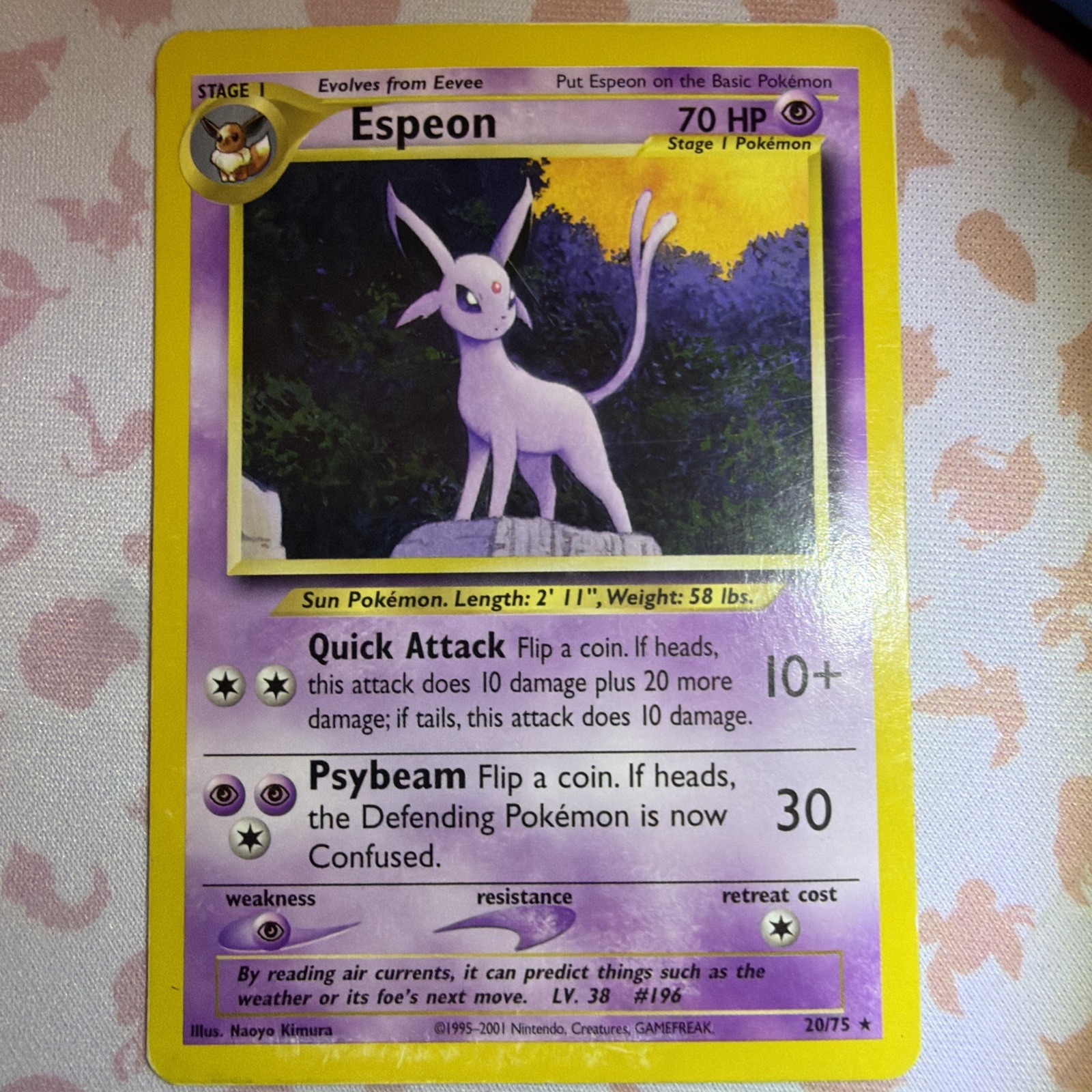 Pokémon TCG Espeon Neo Discovery 20 Regular Unlimited Rare MP-