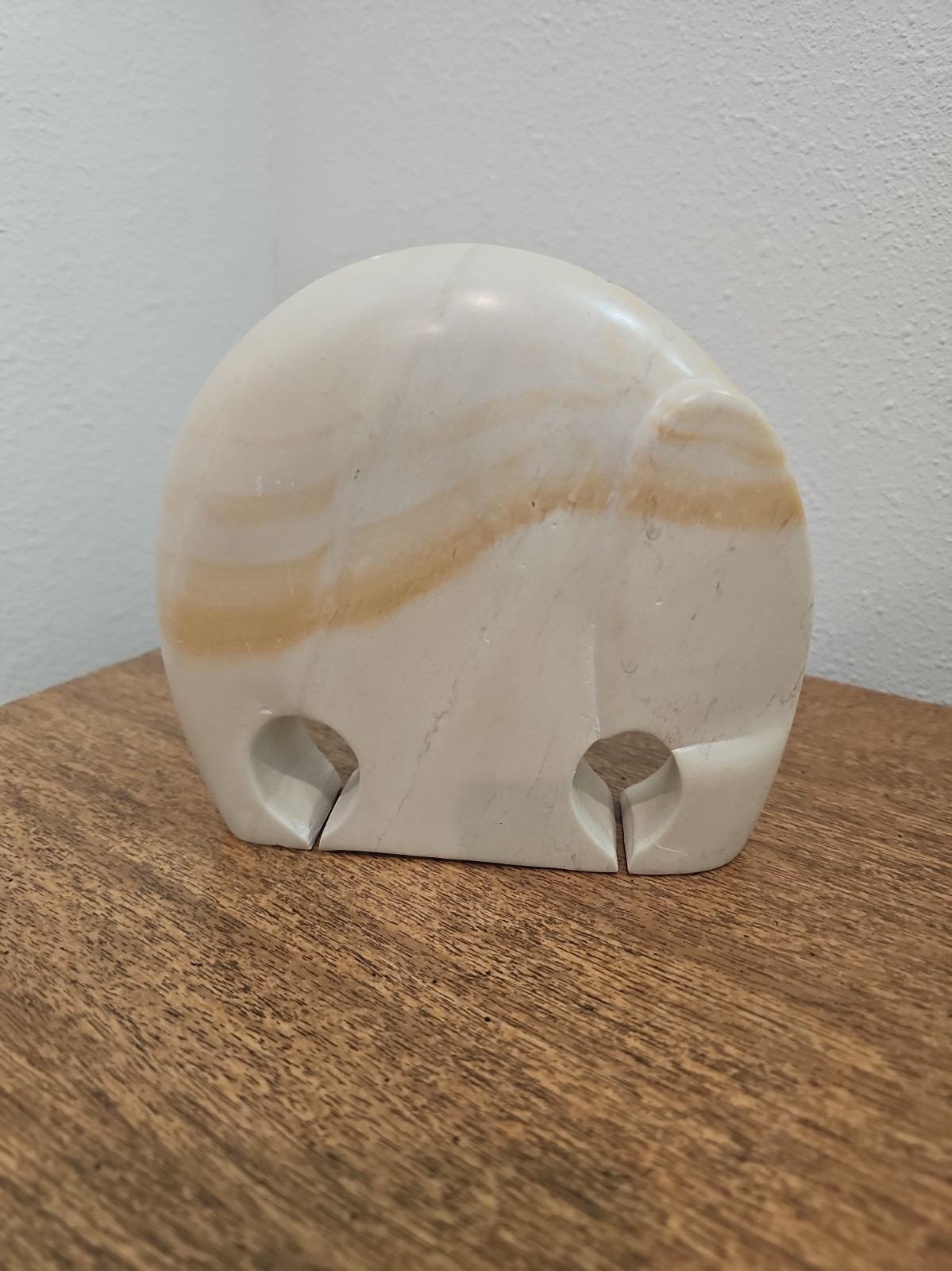 Vintage Hand Carved Solid White Marble Elephant Sculpture Minimalist Figure 6\