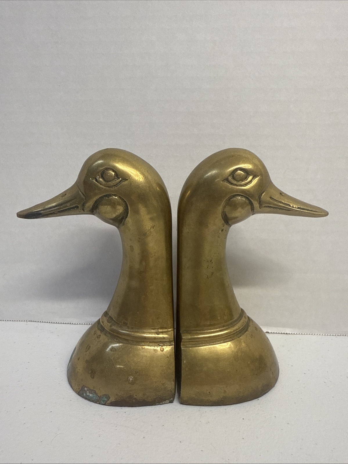Vintage Leonard Silver Mfg Decorative Solid Brass Mallard Duck Bookends Korea